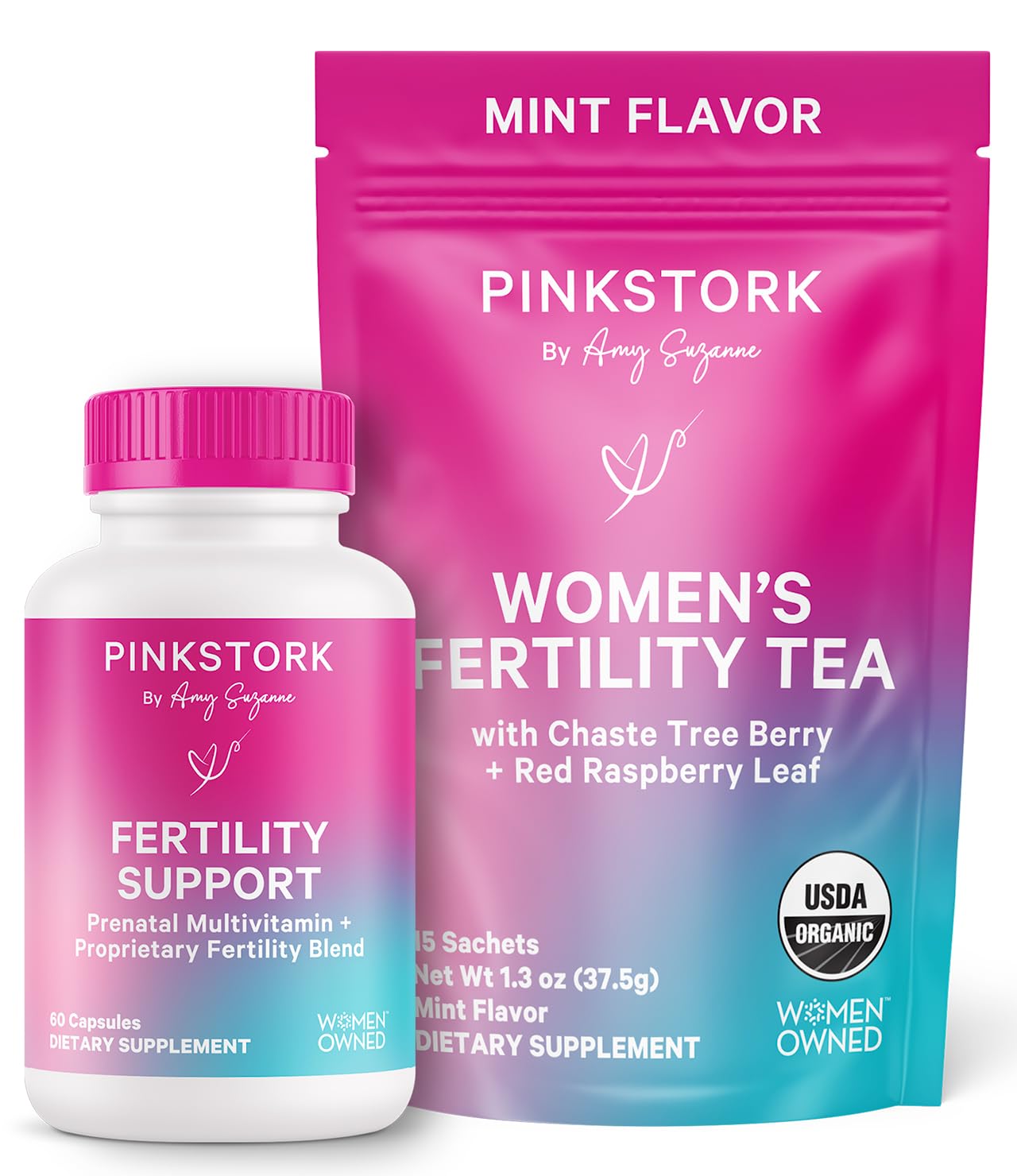 Pink Stork Fertility Bundle for Women – Conception Tea + Prenatal Vitamin Support with Inositol, Vitex, Folate & Ashwagandha – Supports Hormone Balance, Cycle Health & Preconception Wellness Pink StorkAu supplements