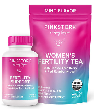 Pink Stork Fertility Bundle for Women – Conception Tea + Prenatal Vitamin Support with Inositol, Vitex, Folate & Ashwagandha – Supports Hormone Balance, Cycle Health & Preconception Wellness Pink StorkAu supplements