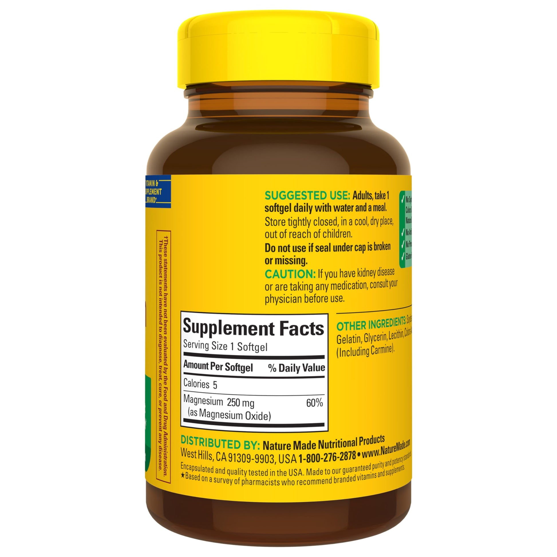 Nature Made Magnesium 250 mg, Magnesium Supplements for Men and Women, Support for Muscle, Heart, Bone and Nerve Health, 90 Softgels, 90 Day Supply Nature MadeAu supplements