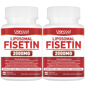 Uarcool Fisetin Supplement 2000mg for Healthy Aging and Longevity, Skin Health, Brain - Soy Free, Vegetarian - 60 Softgels(2 Bottles) UarcoolAu supplements