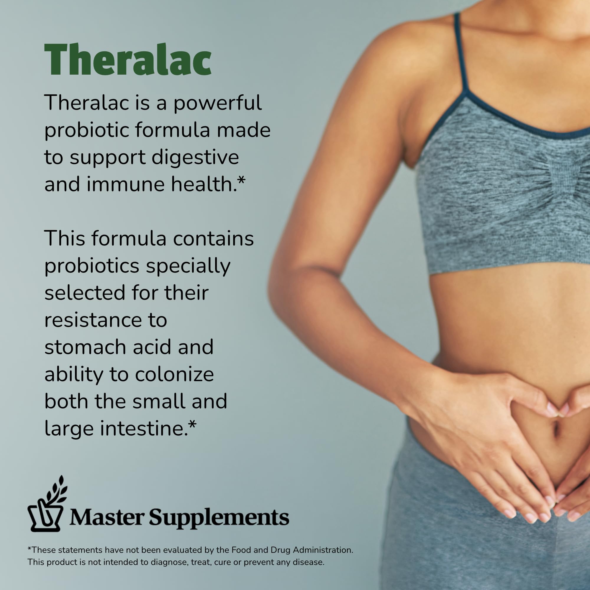 Master Supplements Theralac - 30 Capsules, Pack of 3 - Multi-Strain Probiotic for Optimal Gut Health + Gas & Bloating Relief - Gluten Free - 90 Servings THERALACAu supplements