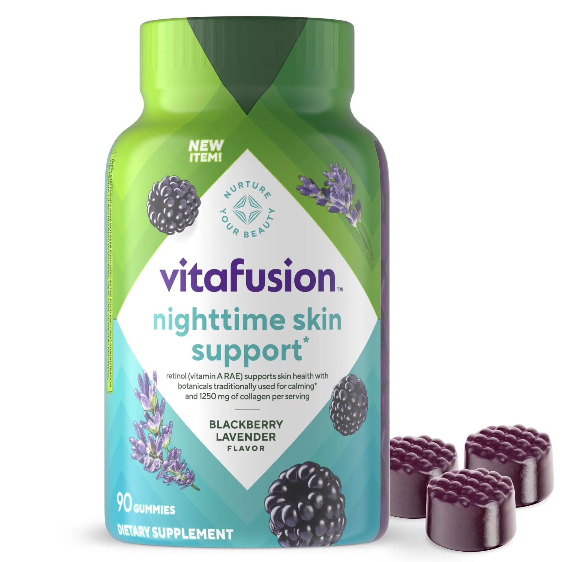 vitafusion Nighttime Skin Support (1), Beauty Supplement with Retinol (Vitamin A RAE), Collagen & Bedtime Botanicals VitafusionAu supplements