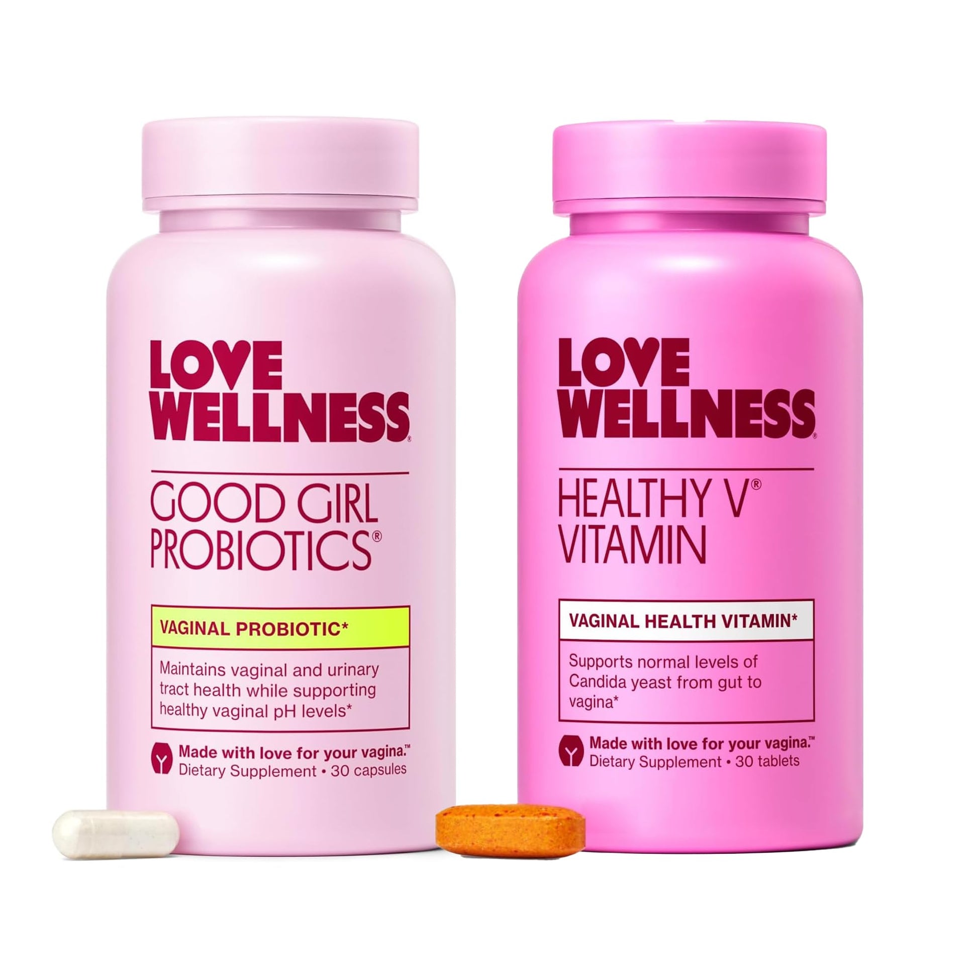 Love Wellness Good Girl Probiotics and Healthy V Vitamin | Womens Wellness Duo | Womens Probiotics Supplements for pH Balance and Vaginal Health Love WellnessAu supplements