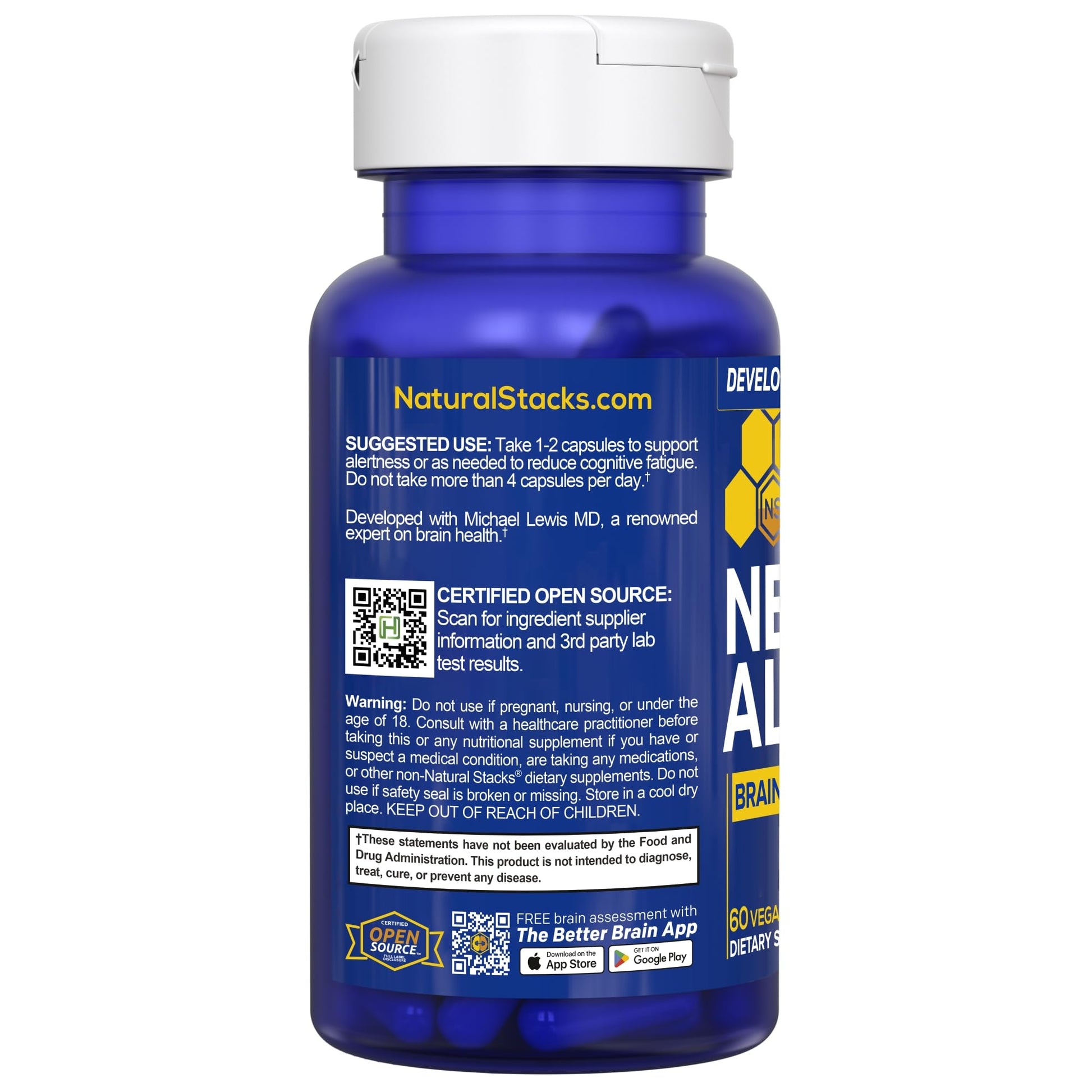 NATURAL STACKS NeuroAlert - 200mg Paraxanthine Energy Supplement - Caffeine Free Focus w/ 500mg L-Tyrosine & 100mg L-Theanine - 10mg NADH for Cellular Energy Support - 60 Paraxanthine Capsules NATURAL STACKSAu supplements