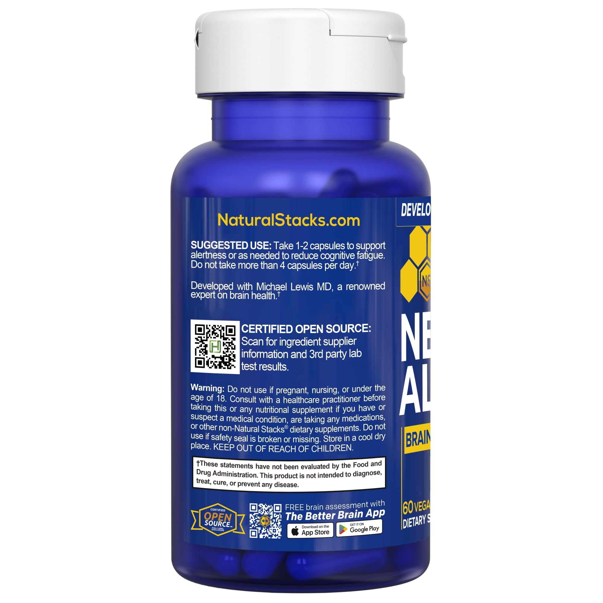 NATURAL STACKS NeuroAlert - 200mg Paraxanthine Energy Supplement - Caffeine Free Focus w/ 500mg L-Tyrosine & 100mg L-Theanine - 10mg NADH for Cellular Energy Support - 60 Paraxanthine Capsules NATURAL STACKSAu supplements
