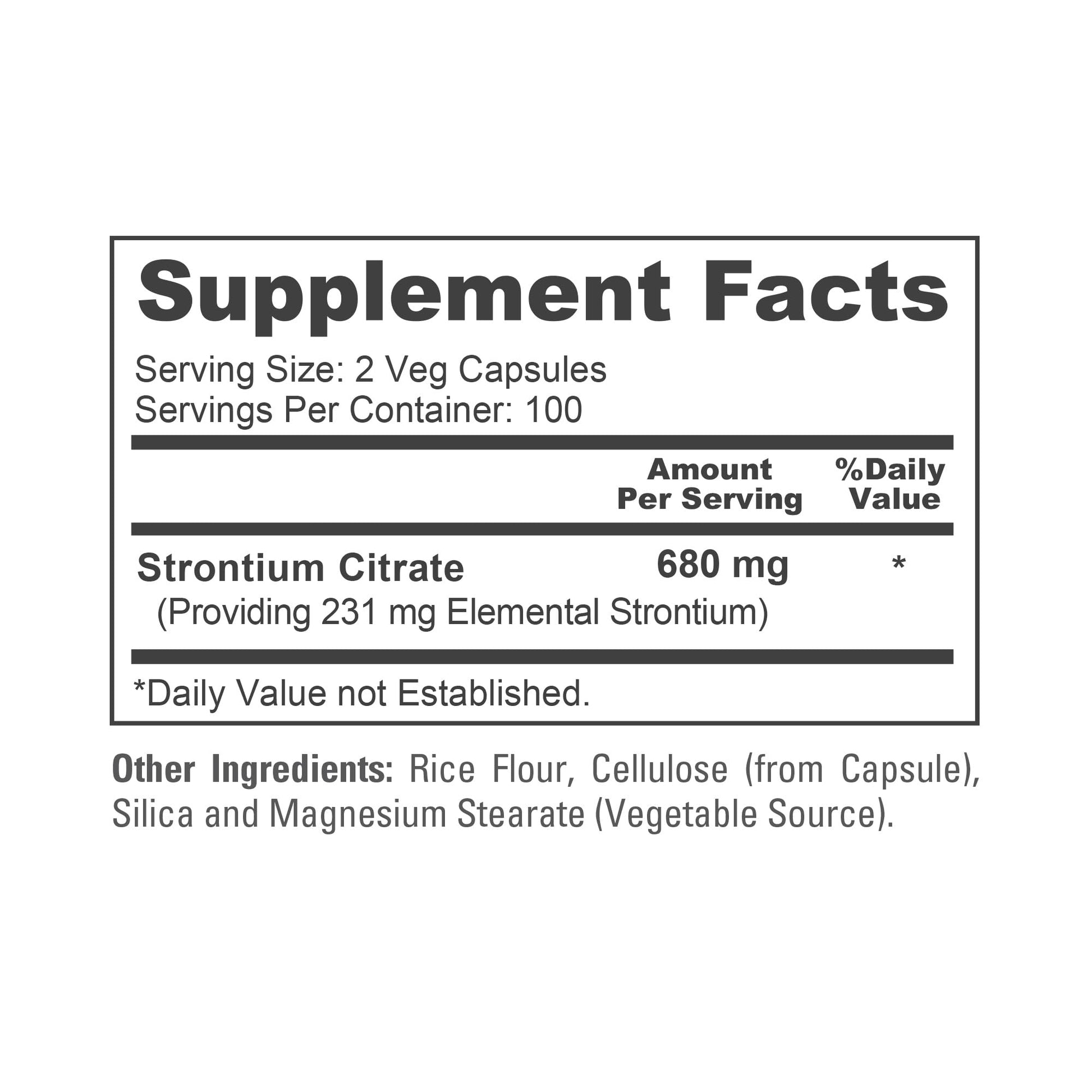 NusaPure Strontium Citrate - Suitable for Vegetarian/Vegan, Non - GMO - 680 mg 200 Capsules NusaPureAu supplements