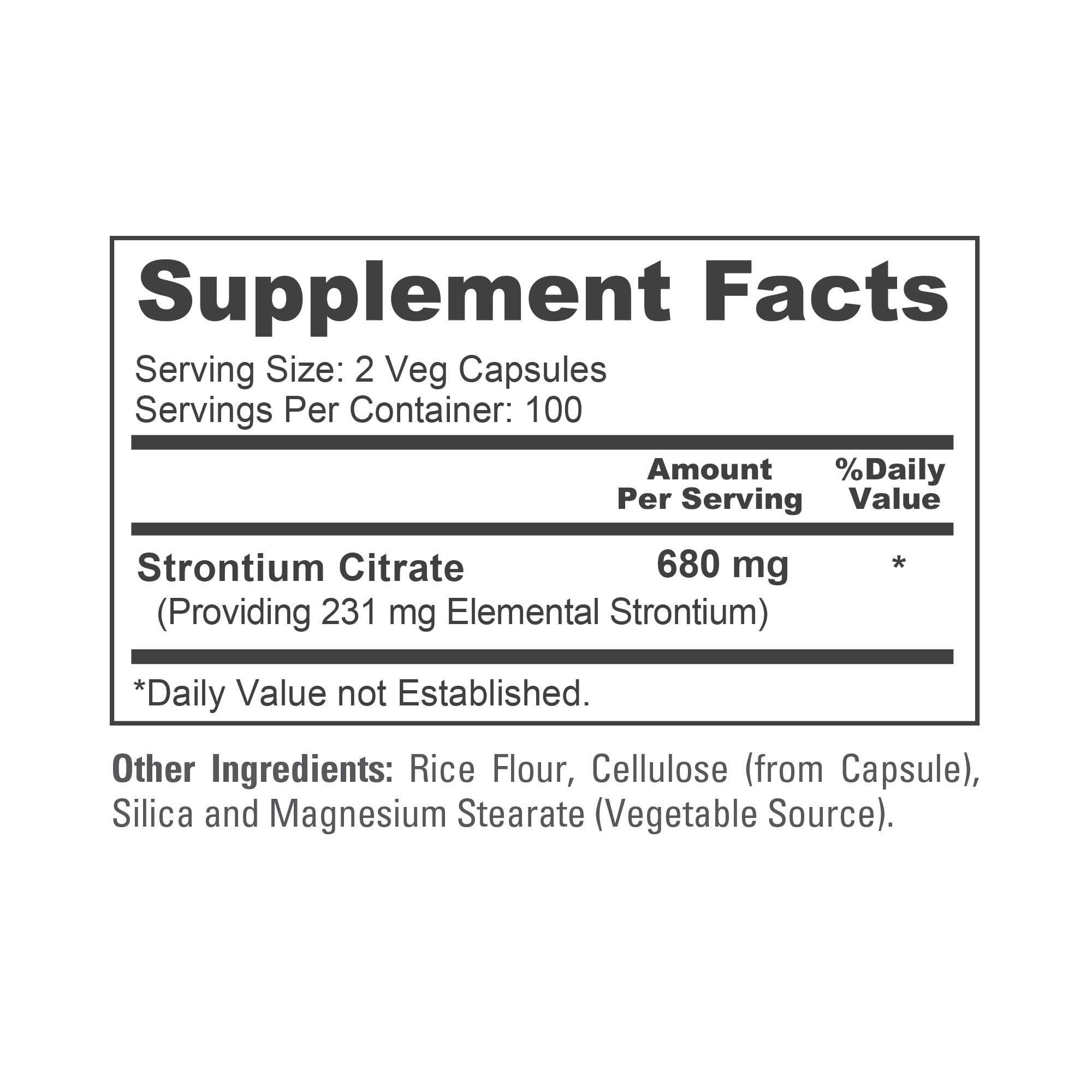 NusaPure Strontium Citrate - Suitable for Vegetarian/Vegan, Non - GMO - 680 mg 200 Capsules NusaPureAu supplements