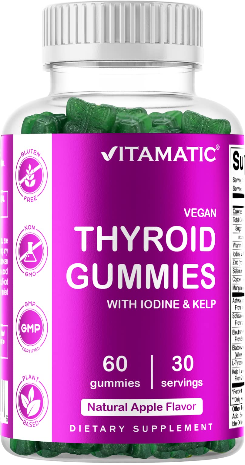 Vitamatic Vegan Thyroid Support Gummies with Iodine & Kelp - 60 Count - Improve Your VitamaticAu supplements