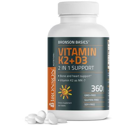 Bronson Basics Vitamin K2 D3 (MK7) Supplement Non-GMO Formula 5000IU (125 mcg) BronsonUS supplements