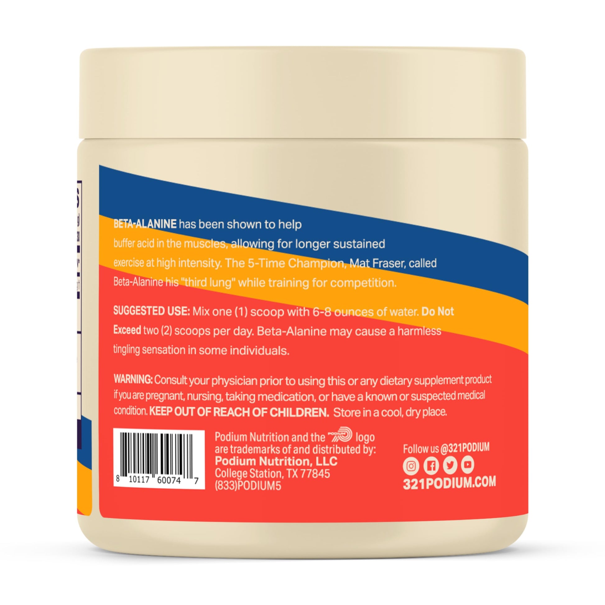 Podium Nutrition, Solos | Beta Alanine, 60 Servings, Unflavored, Boost Athletic Performance Podium NutritionAu supplements