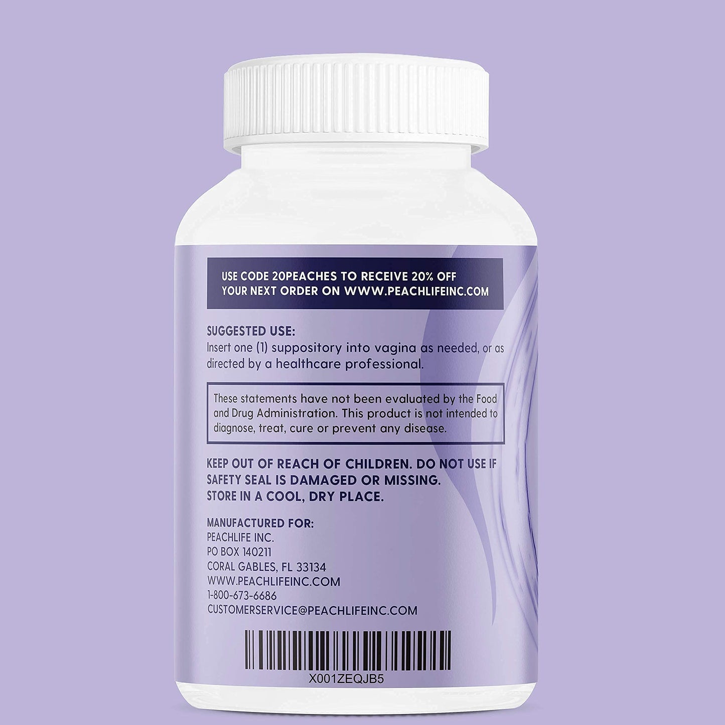 Peachlife Boric Acid Suppositories in Vegetable Capsules - USA Made - Vaginal pH PeachlifeUS supplements