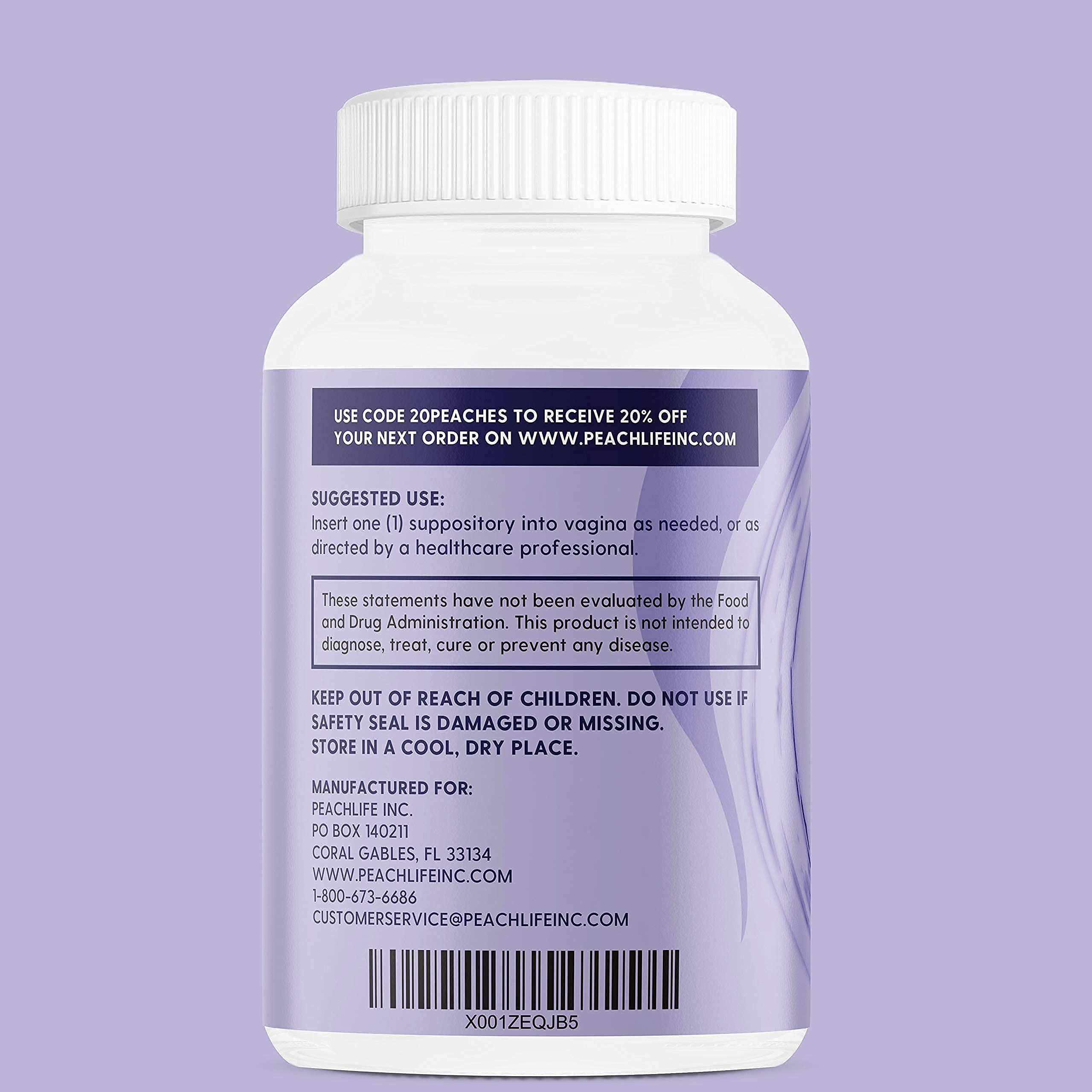 Peachlife Boric Acid Suppositories in Vegetable Capsules - USA Made - Vaginal pH PeachlifeAu supplements