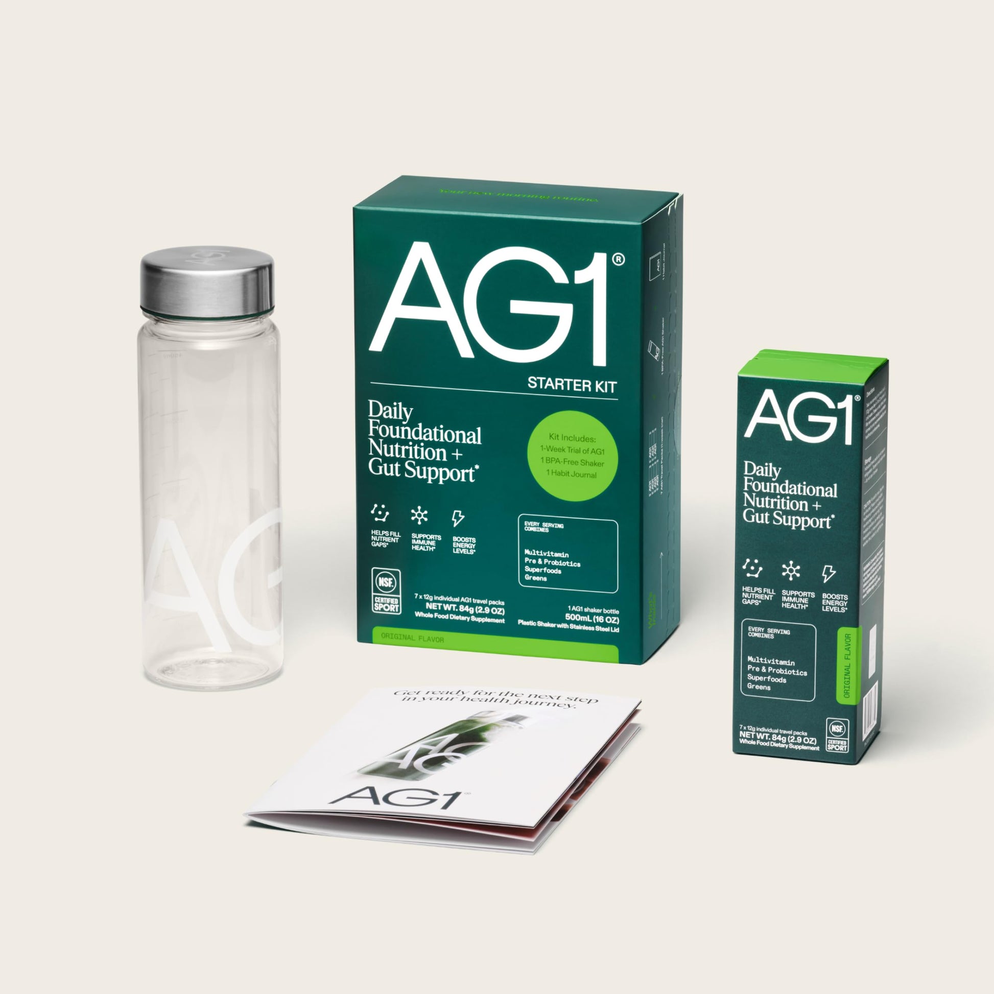 AG1 Athletic Greens 7-Day Starter Kit – All-in-One Greens Powder with Multivitamin, Probiotics, Superfoods – Includes 7 Travel Packs, BPA-Free Shaker & Habit-Building Journal AG1Au supplements