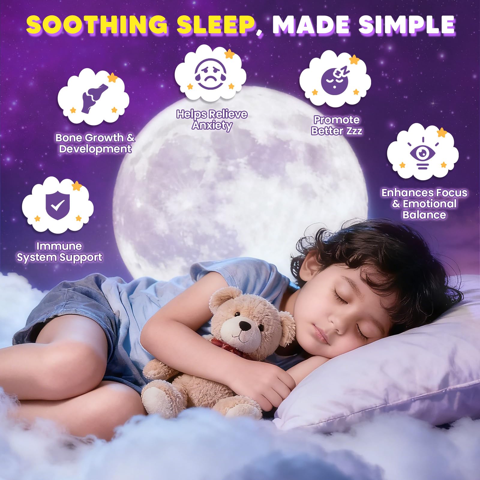 Magnesium Glycinate Gummies 400/200mg for Kids & Adults, NO Melatonin Sleep Aid Magnesium Supplement Gummies with Chamomile, Lavender, L-Theanine & GABA, B6, D3 & K2 for Bone, Relax, Immune Support GORNVBAu supplements