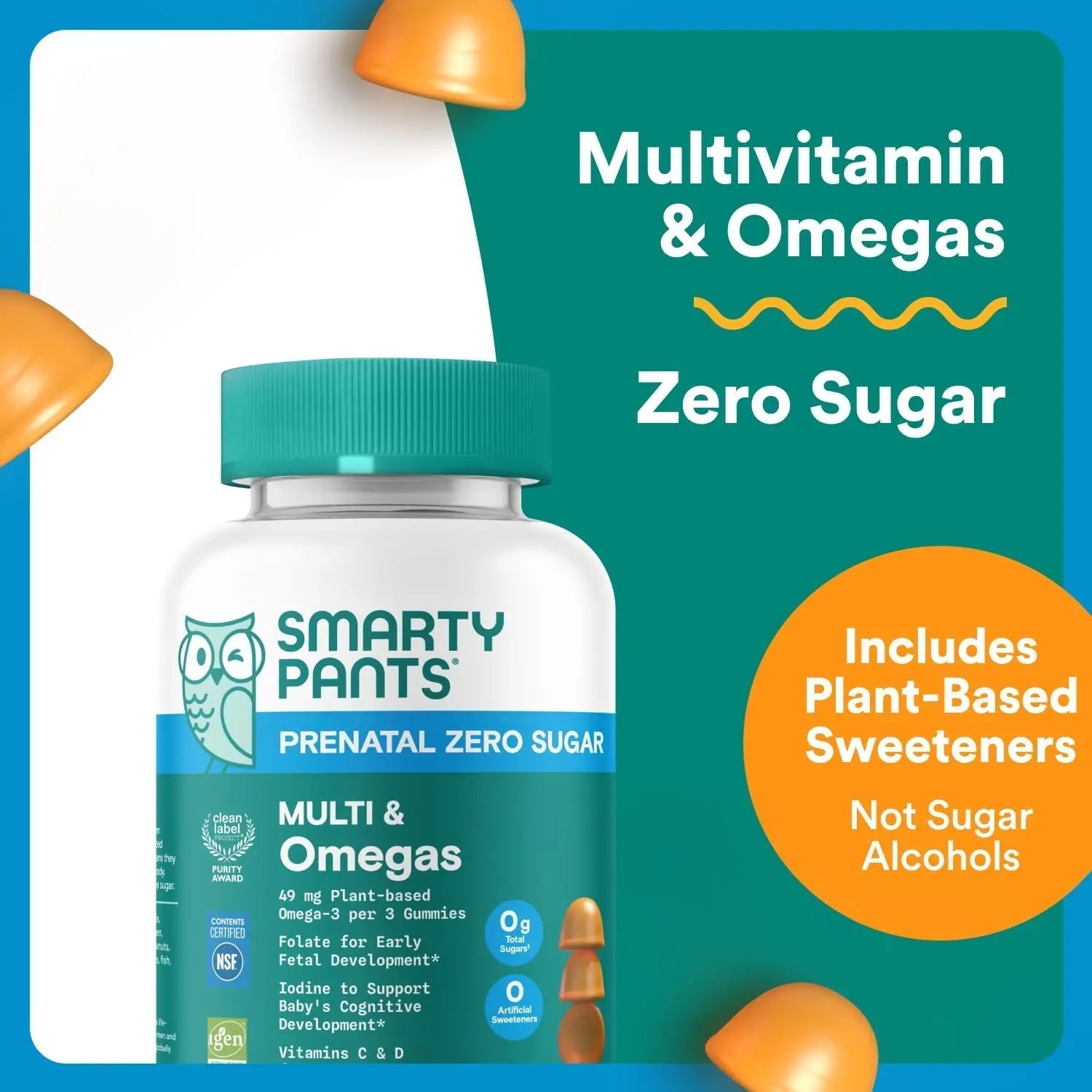 SmartyPants Zero Sugar Prenatal Multivitamin Gummies: Choline, Methylfolate, Omega 3 (ALA), Vitamin D3, C, Vitamin B12, B6, A, K, Zinc, Biotin SmartyPantsAu supplements