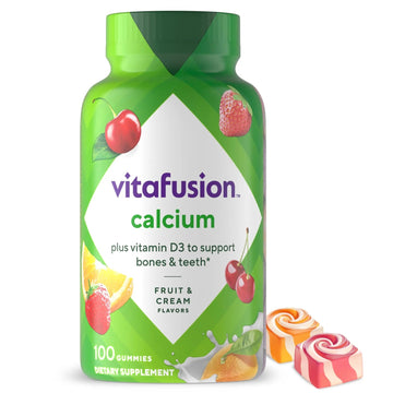 vitafusion Chewable Calcium Gummy Vitamins for Bone and Teeth Support, Calcium Gummies, Fruit and Cream Flavor, 100 Count, 50 Day Supply VitafusionAu supplements