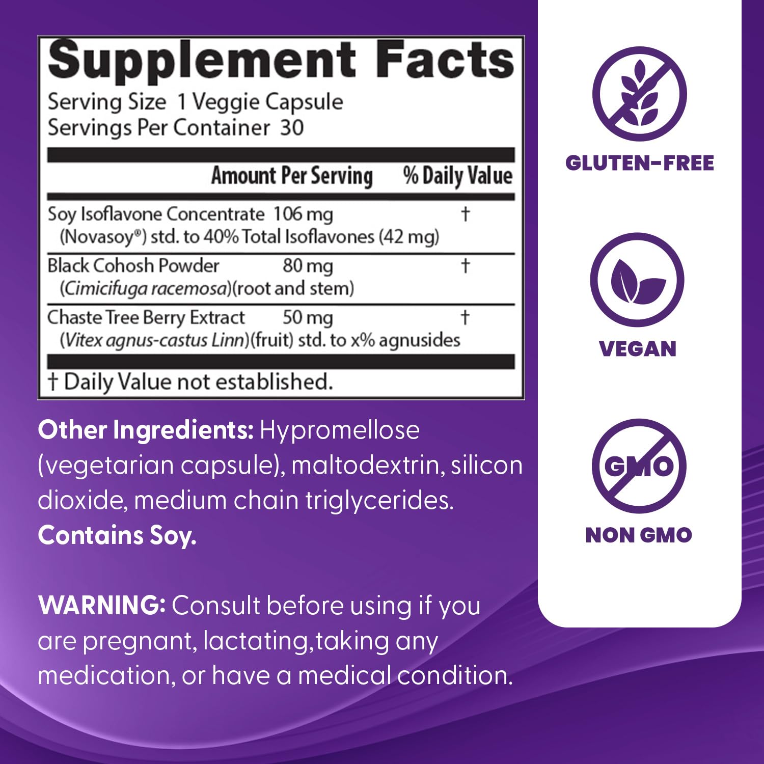 Doctors Best Womens Menopause Support (Soy Isoflavone, Black Cohosh, Chaste Tree), Multi-Symptom Relief, Non-GMO, Gluten Free, Vegan 30 Veggie Caps Doctor's BESTAu supplements