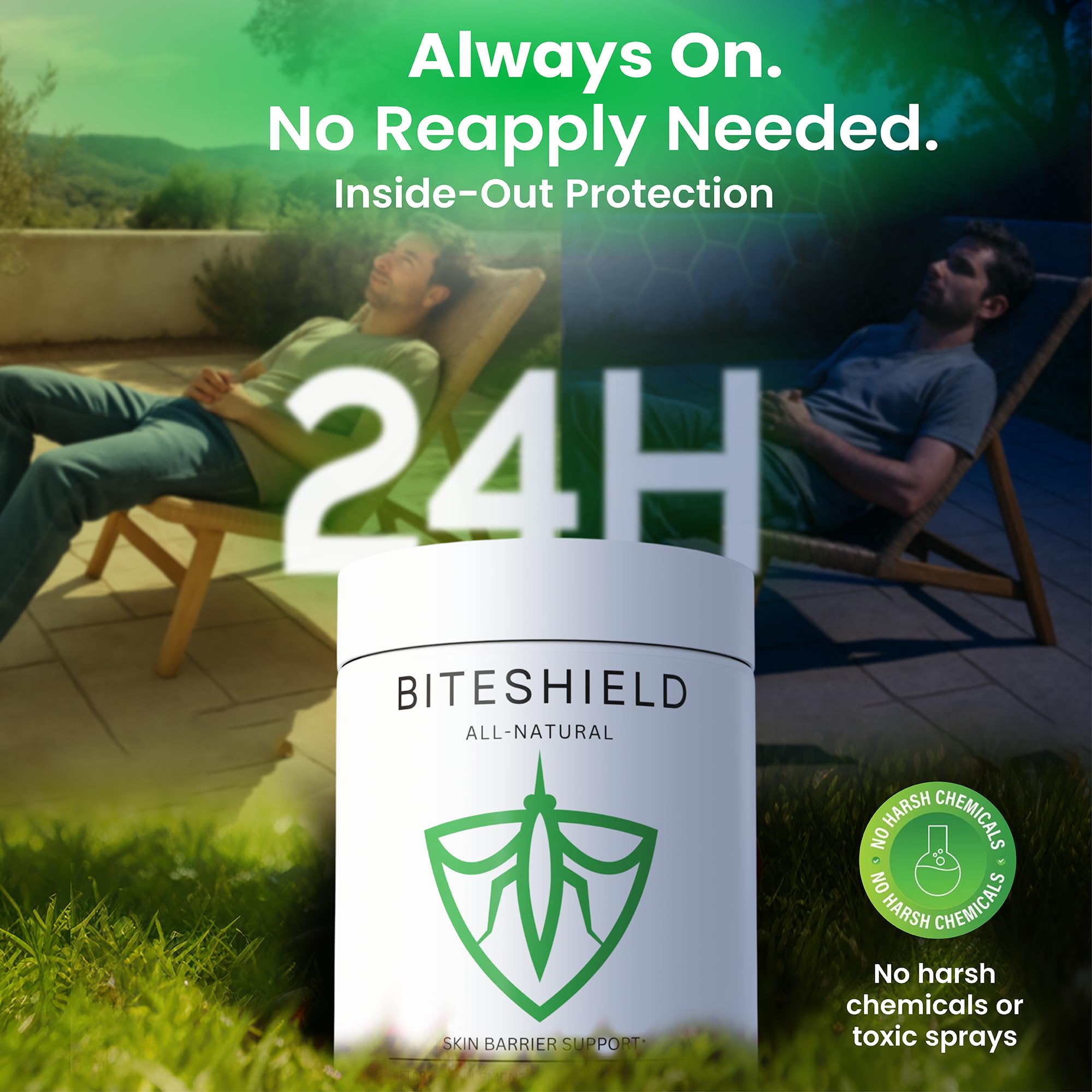 All-Natural Daily Supplement for “Bite Magnets” – 24/7 Plant-Based Alternative to Mosquito Repellents, Insect Sprays & Bug Sprays – Supports Skin, Wellness & Outdoor Comfort BITESHIELDAu supplements