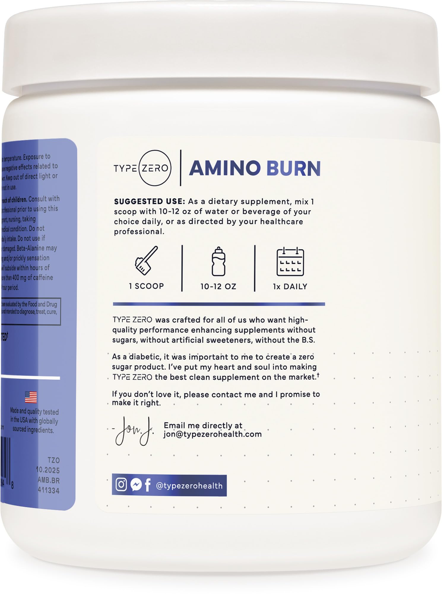 Type Zero Amino Burn - Vegan BCAA + Clean Pre Workout Powder with Arginine AKG, L-Citrulline & Beta Alanine - Amino Acid Clean Energy, Endurance & Hydration Supplement - Blue Raspberry, 30 Servings Type ZeroUS supplements