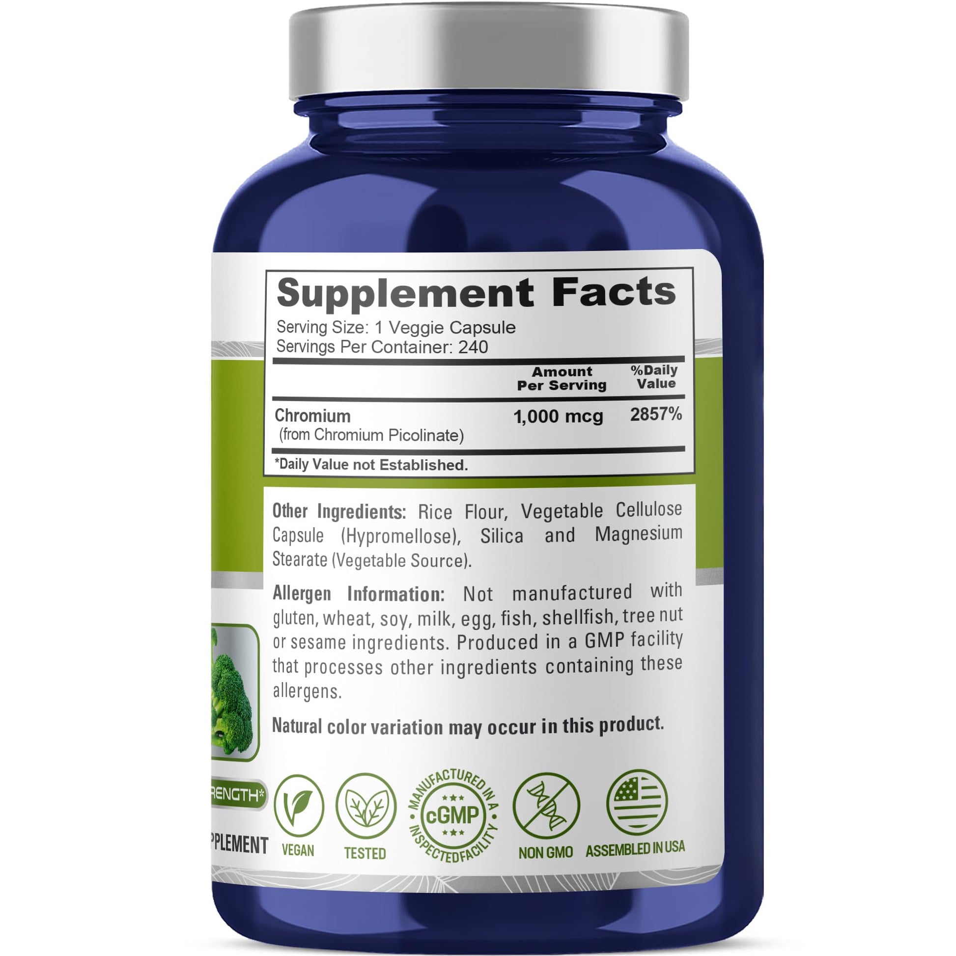 NusaPure Chromium Picolinate 1000mcg 240 Veggie Capsules (Non-GMO, Vegan) NusaPureAu supplements
