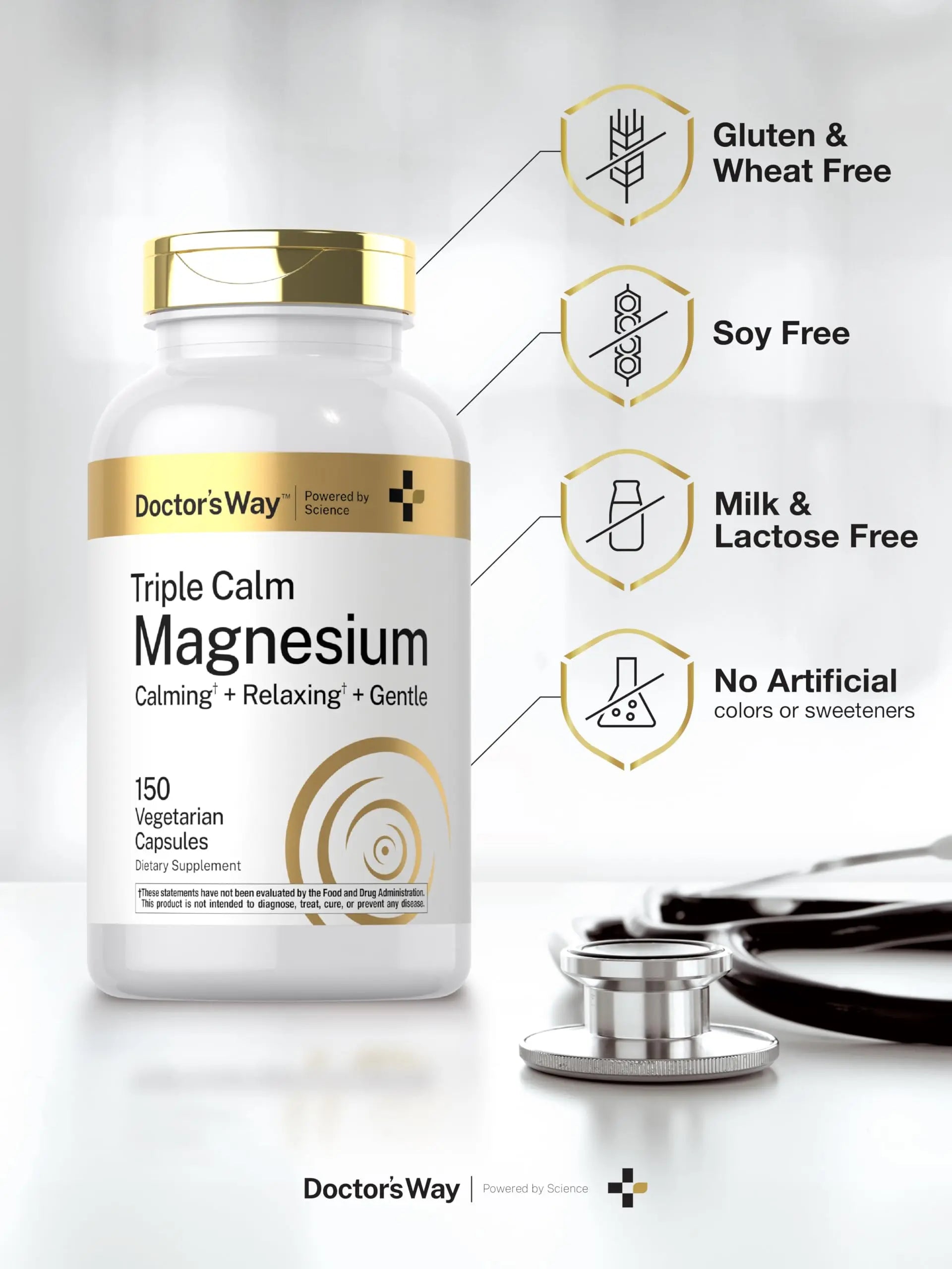 Doctor's Way Triple Magnesium Complex | 150 Capsules | Citrate, Glycinate, & Malate Supplement | Vegetarian, Non-GMO, Gluten Free Formula Doctor's Waynz supplements