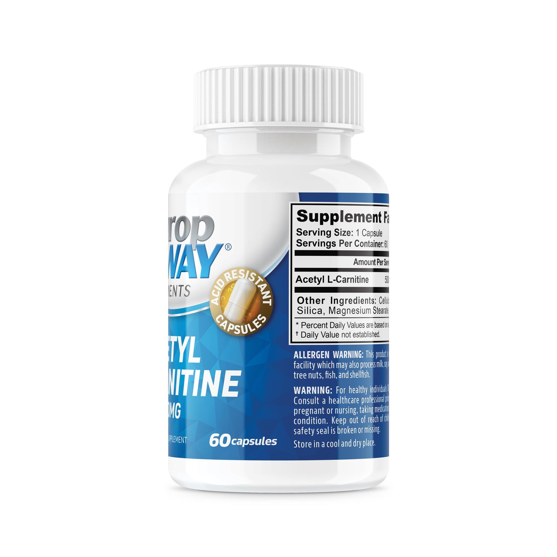 NeuropAWAY Elements Acetyl L-Carnitine 500mg 60ct Acid Resistant Capsules (60 500mg NeuropAWAYAu supplements