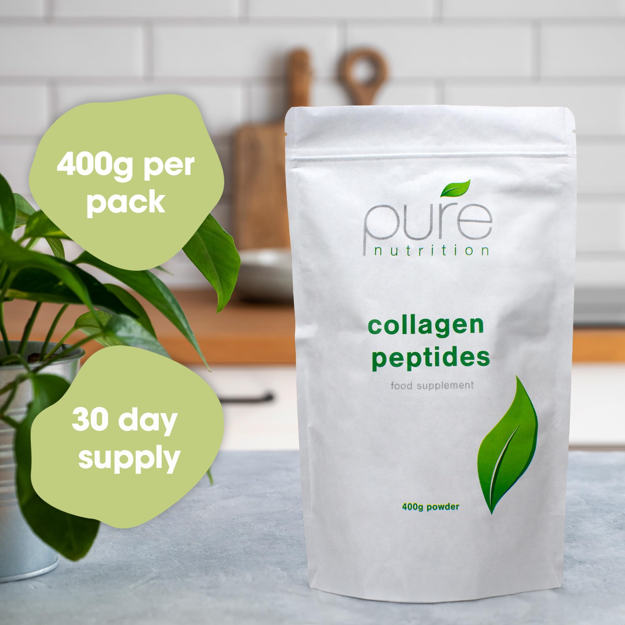 Pure Collagen Powder, Bovine Collagen Peptides Powder by Pure 400g PureAu supplements