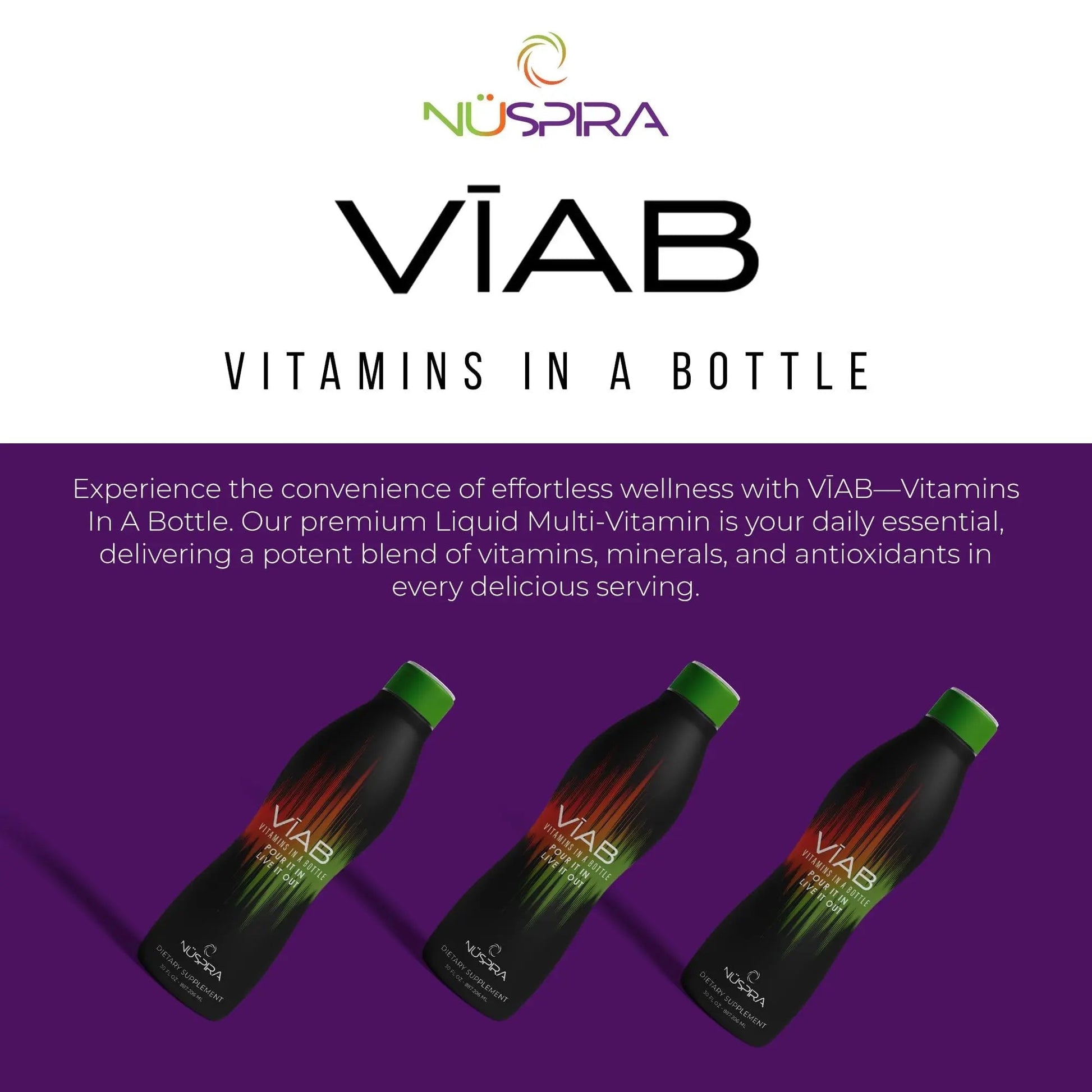 NüSpira - VĪAB Liquid Multi-Vitamin - Effortless Wellness for The Whole Family - Potent Blend of Vitamins & Minerals - Smooth Taste - 30oz NuSpiraAu supplements