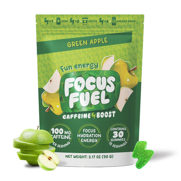 FocusFuel Energy Chews – Green Apple Flavor (15 Servings) – 100mg Caffeine + B12, Magnesium, Alpha GPC – Boost Focus & Energy – No Crash or Jitters FocusFuelAu supplements