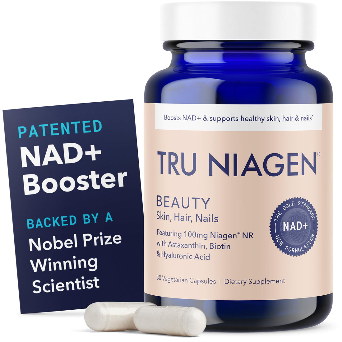 TRU NIAGEN BEAUTY NAD+ for Hair, Skin & Nails | Contains Niagen®, Astaxanthin, Hyaluronic Acid, Biotin | Supports Skin Elasticity & Moisture Retention | Daily Supplements for Men & Women | 30 Servings TRU NIAGENUS supplements