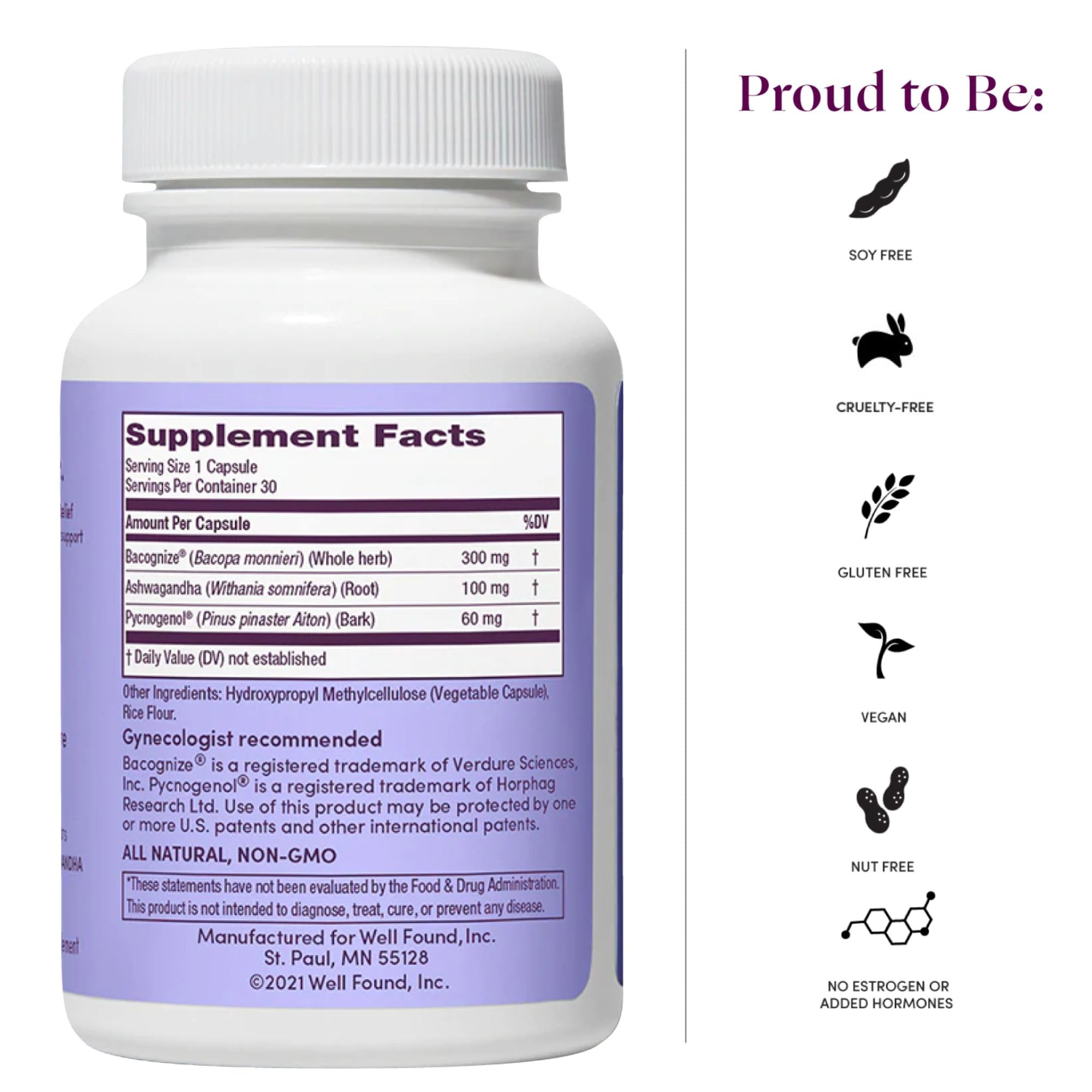 Womaness Menopause Supplements for Women - Hormone Balance for Women Perimenopause and Menopause - Ashwagandha, Pycnogenol and Bacognize for Hot Flashes, Brain Fog and Mood Hormone Free - 30 Capsules WomanessAu supplements
