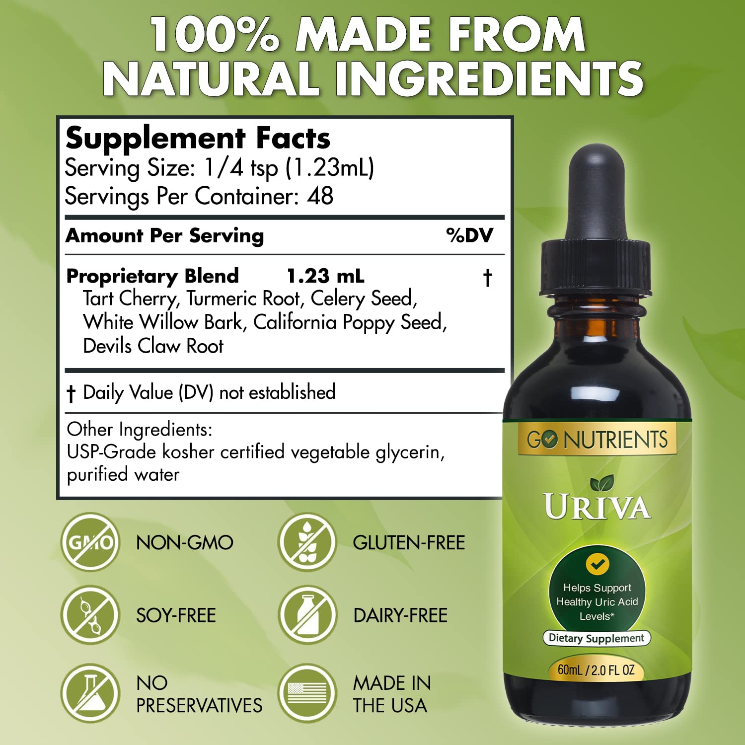 Go Nutrients Uriva Advanced Uric Acid Flush Cleanse with Tart Cherry Extract Celery Seed Extract Turmeric Go NutrientsAu supplements
