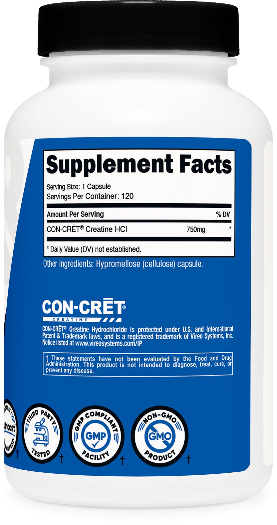 Nutricost Creatine HCl 120 Capsules - Made with CON-CRET Creatine, 750 MG Per Capsule NutricostAu supplements