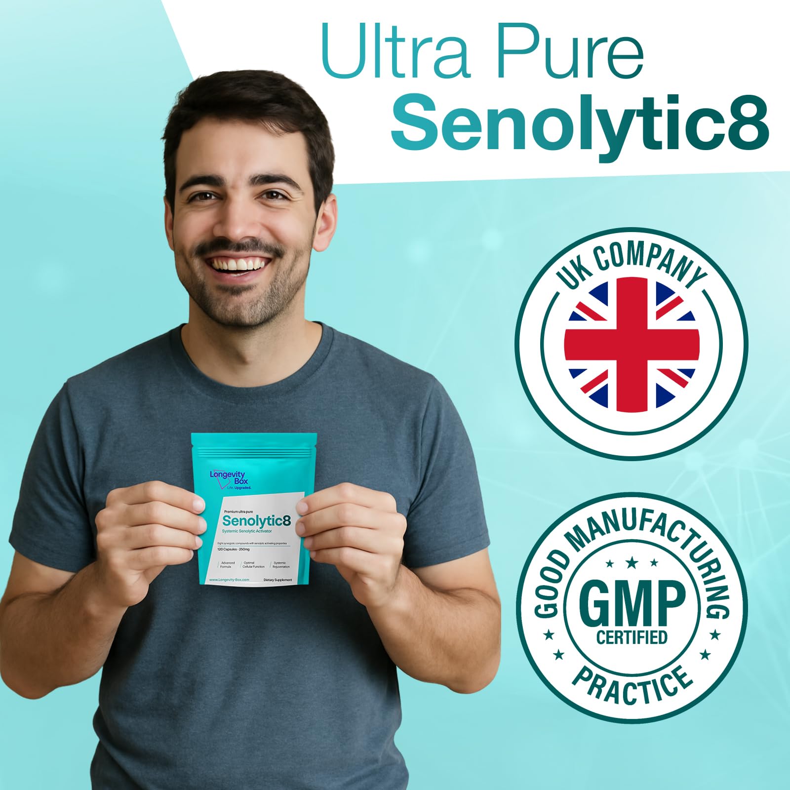 Senolytic Anti-Aging Supplement | Fisetin, Quercetin,NAC, Gamma Tocotrienols | 8-in-1 Cellular Regeneration & Longevity Formula | Boost Energy, Mental Clarity & Healthspan | 120 Vegan Capsules Longevity BoxAu supplements