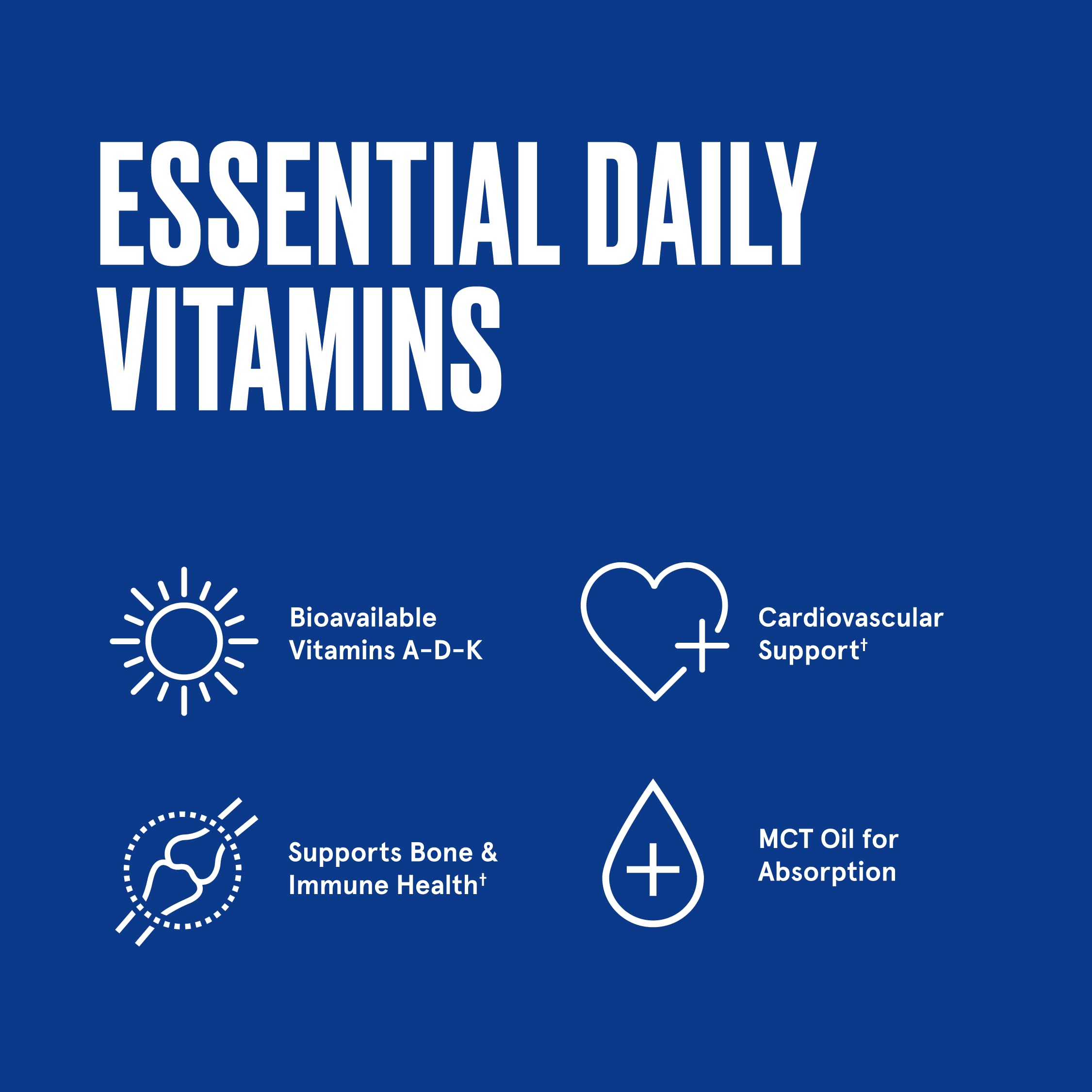 Vitamins A-D-K, 30 Softgels, 900mcg Vitamin A, with 5000 IU D3, K1, K2, K3, High Potency BulletproofUS supplements