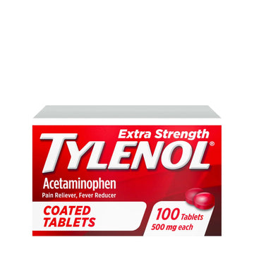Tylenol Extra Strength Pain Reliever & Fever Reducer, Round Coated Tablets, 500 mg Acetaminophen Pain Relief Pills for Headache, Toothache & Minor Arthritis Pain, 100 ct TylenolAu supplements