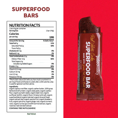 Paleovalley Superfood Bars – Red Velvet– 10 Pack – 9g Protein per Bar – Gluten-Free, Grain-Free, Paleo, Non-GMO – On-the-Go Snack PaleovalleyUS supplements