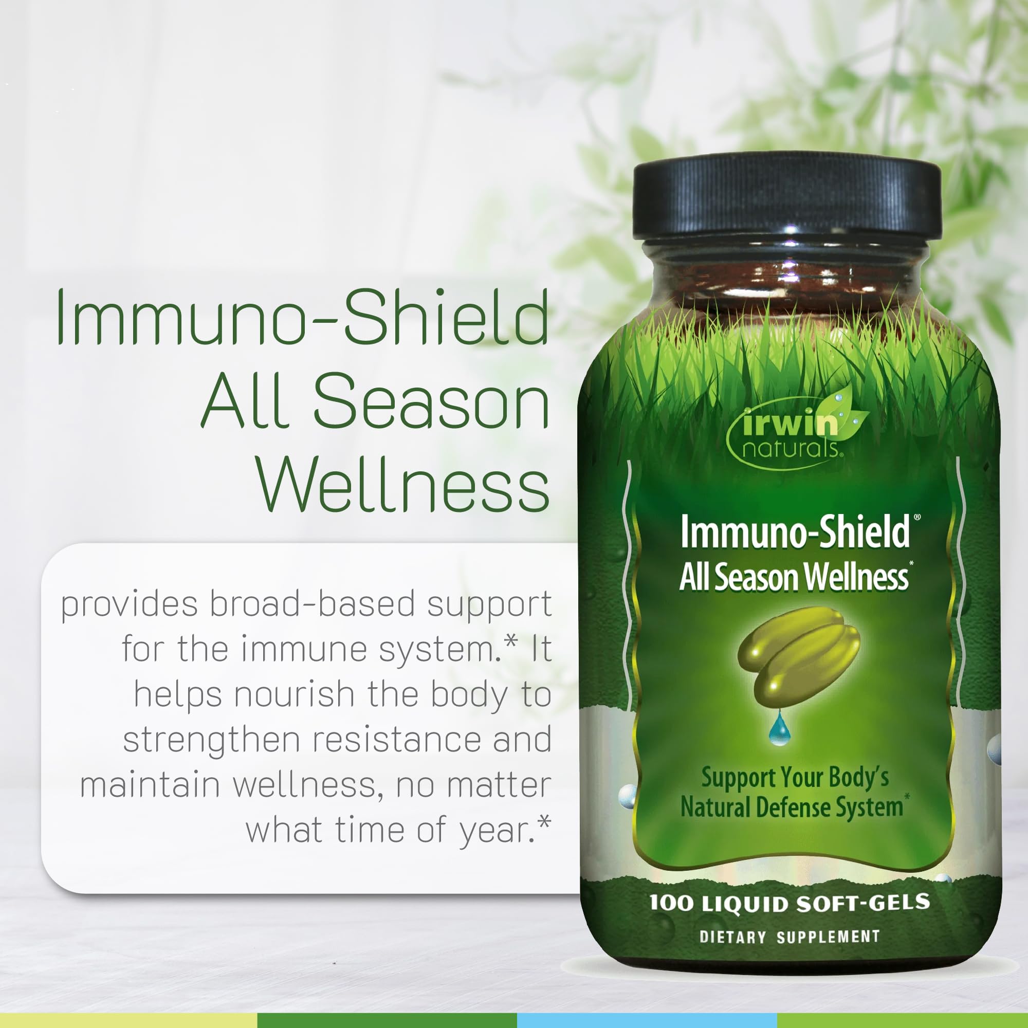 Irwin Naturals Immuno-Shield All Season Wellness for Body's Natural Defense System - 100 Liquid Softgels (2 Pack) Irwin NaturalsAu supplements