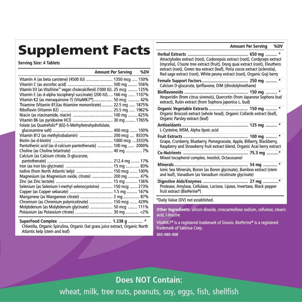 PURE ESSENCE LABS LifeEssence Women's Formula - World's Most Energetic Multiple - The Master Multiple - 120 Tablets PURE ESSENCE LABSAu supplements