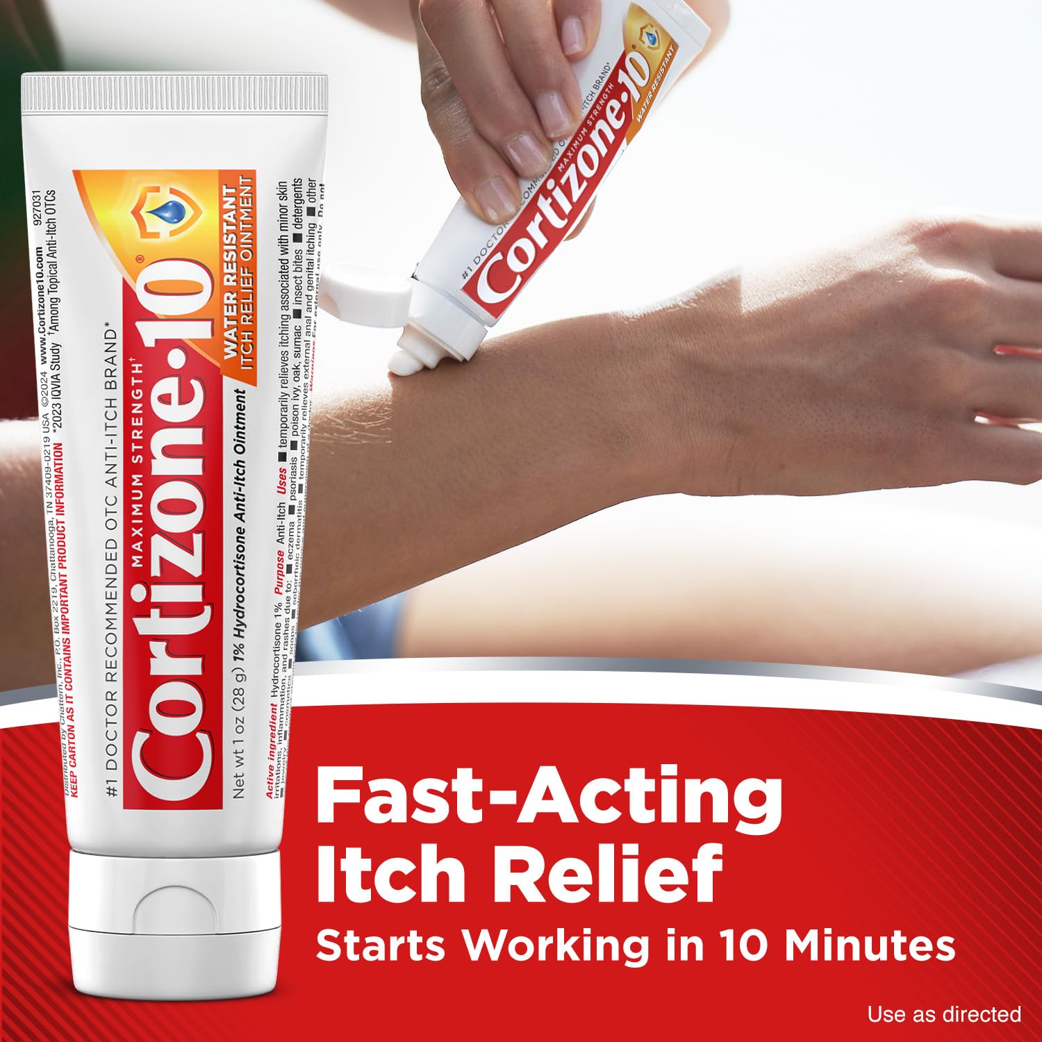 Cortizone-10 Maximum Strength Water Resistant Itch Relief Ointment, 1% Hydrocortisone, Fast-Acting, Anti-Itch Cream for Bug Bites, Rash, Eczema, Psoriasis, Poison Ivy, Oak, Sumac & More, 1 oz Cortizone 10Au supplements
