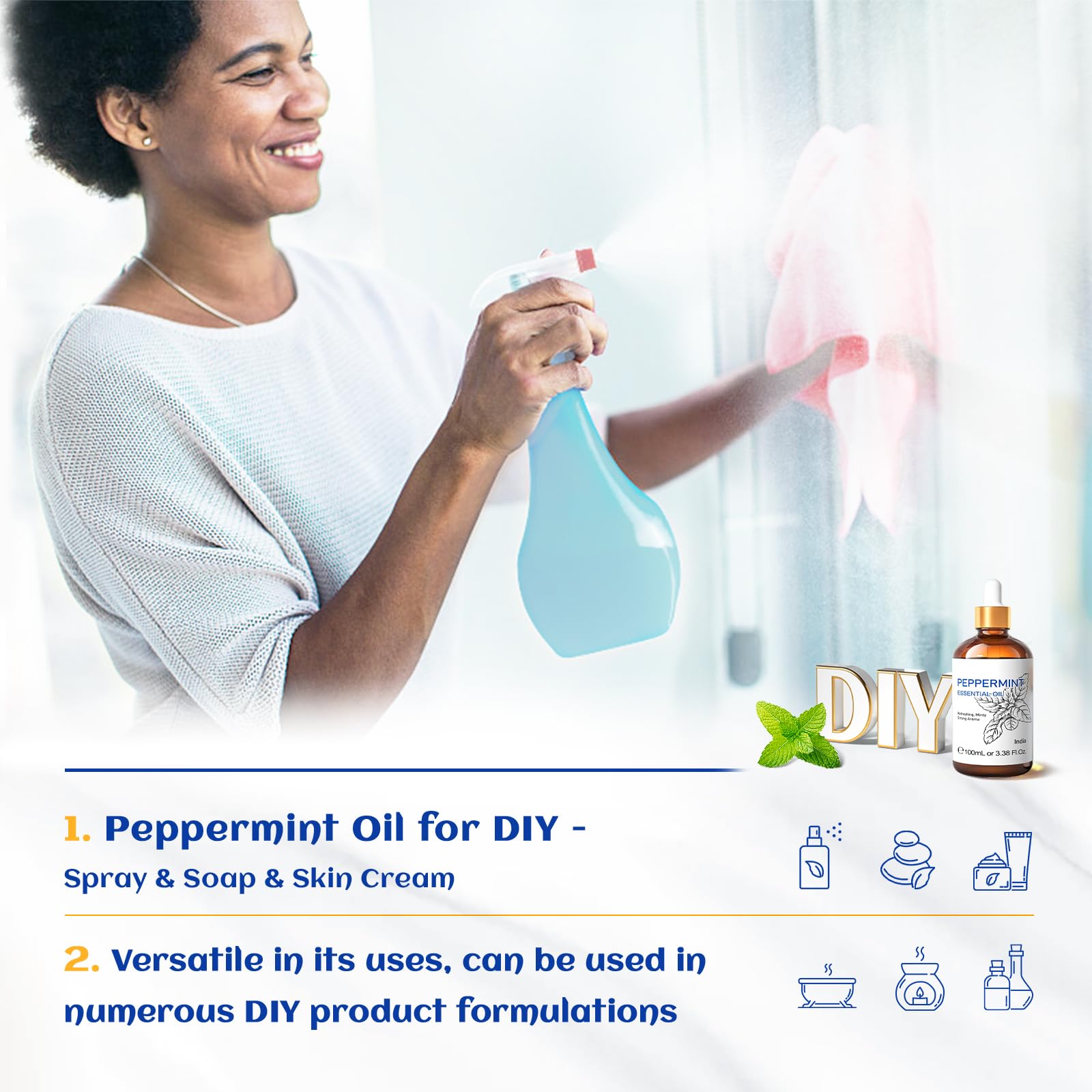 HIQILI Peppermint Essential Oil, 100% Pure Natural for Diffuser, Hair, Massage, Add to Spray HIQILIAu supplements