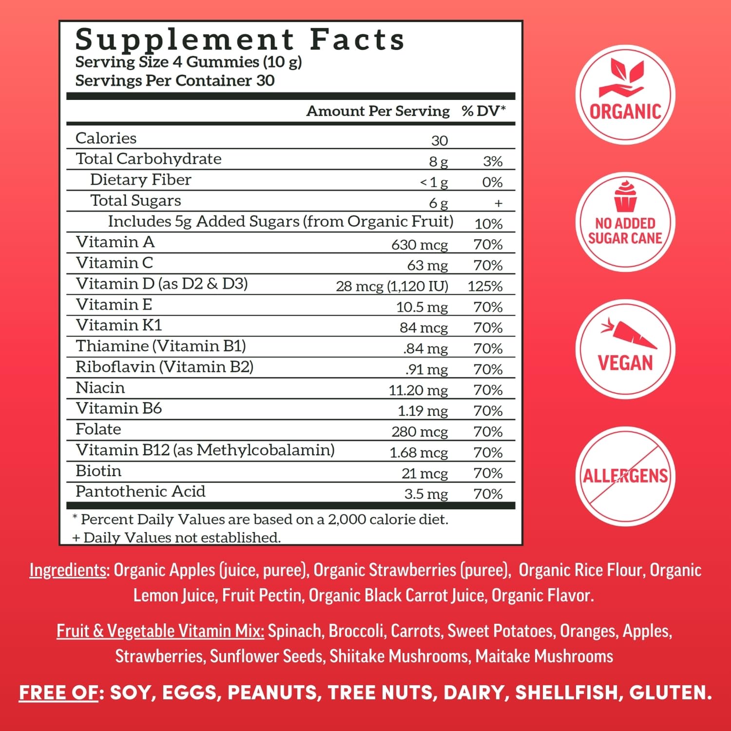 Llama Naturals Multivitamin for Women & Men, Vegan, Organic Gummies with Vitamin D, C & K, Adults Real Fruit Gummy Vitamins Llama NaturalsUS supplements