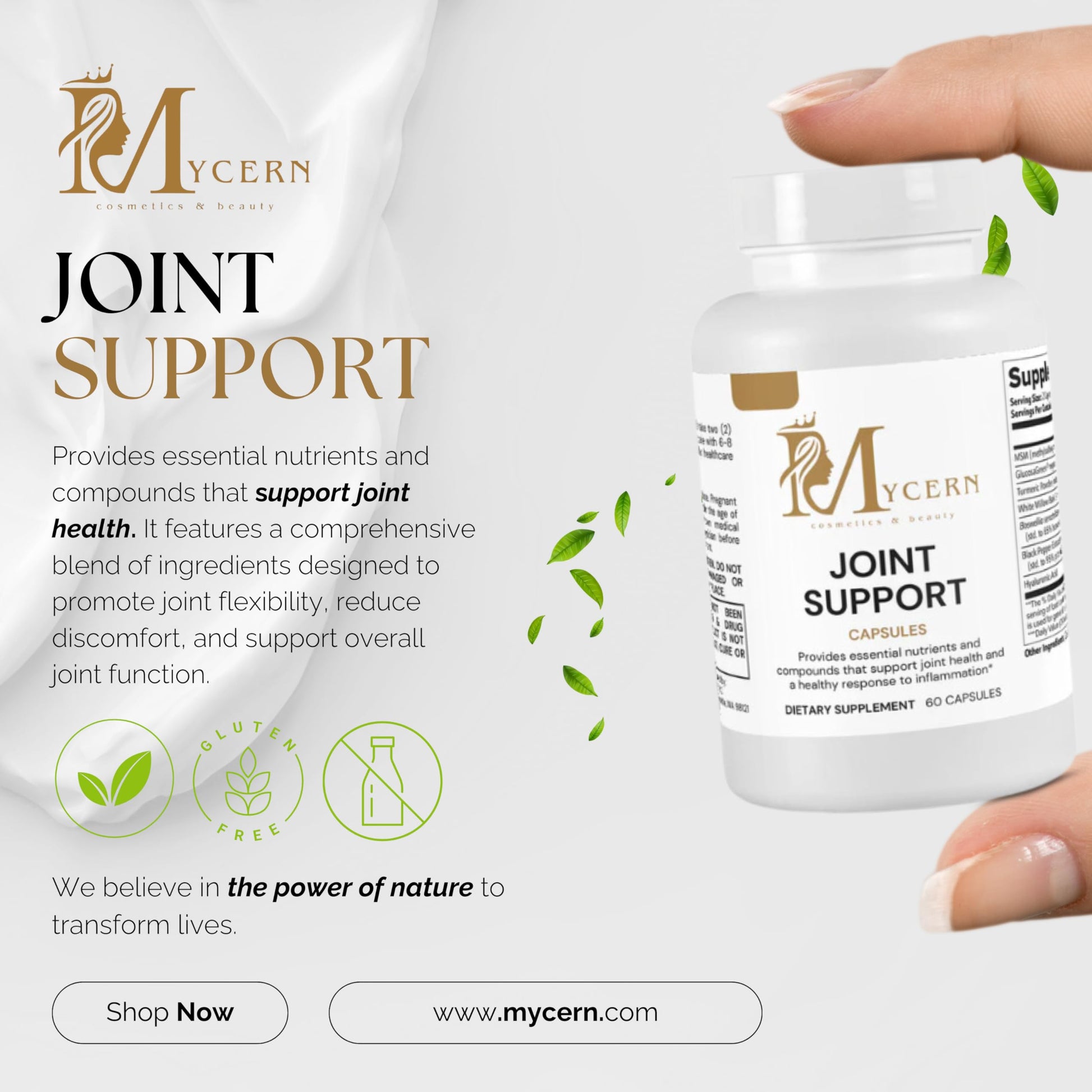 Joint Support Supplement – 60 Caps – MSM, Glucosamine HCl, Turmeric Supplement, Boswellia, Hyaluronic Acid Capsules & Black Pepper, Flexibility, Mobility & Comfort Joint Health – Made in USA MycernAu supplements