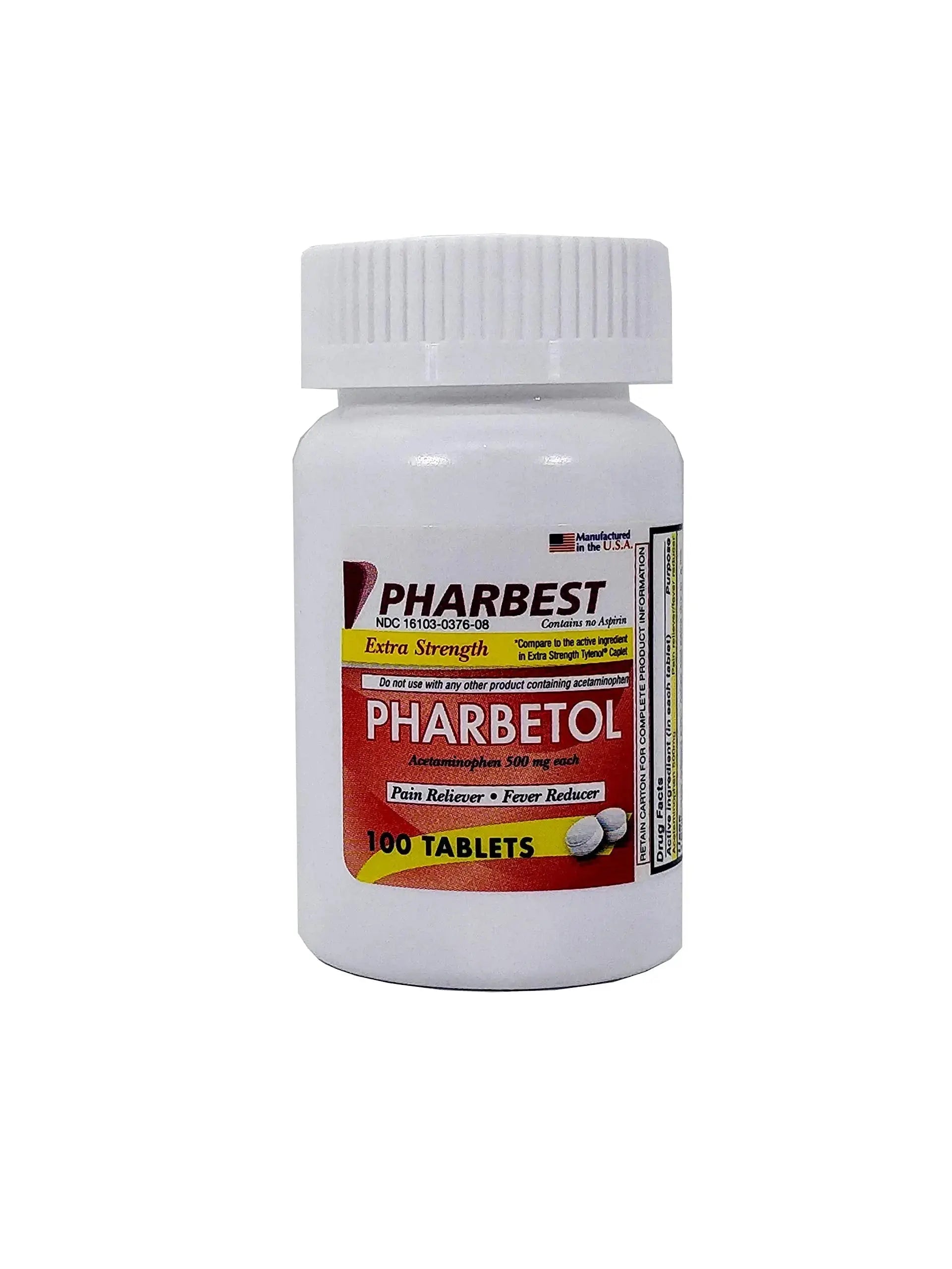 Pharbetol 500mg Extra Strength Tablets 100 Count (Generic Extra Strength) PHARBEST PHARMACEUTICALSAu supplements