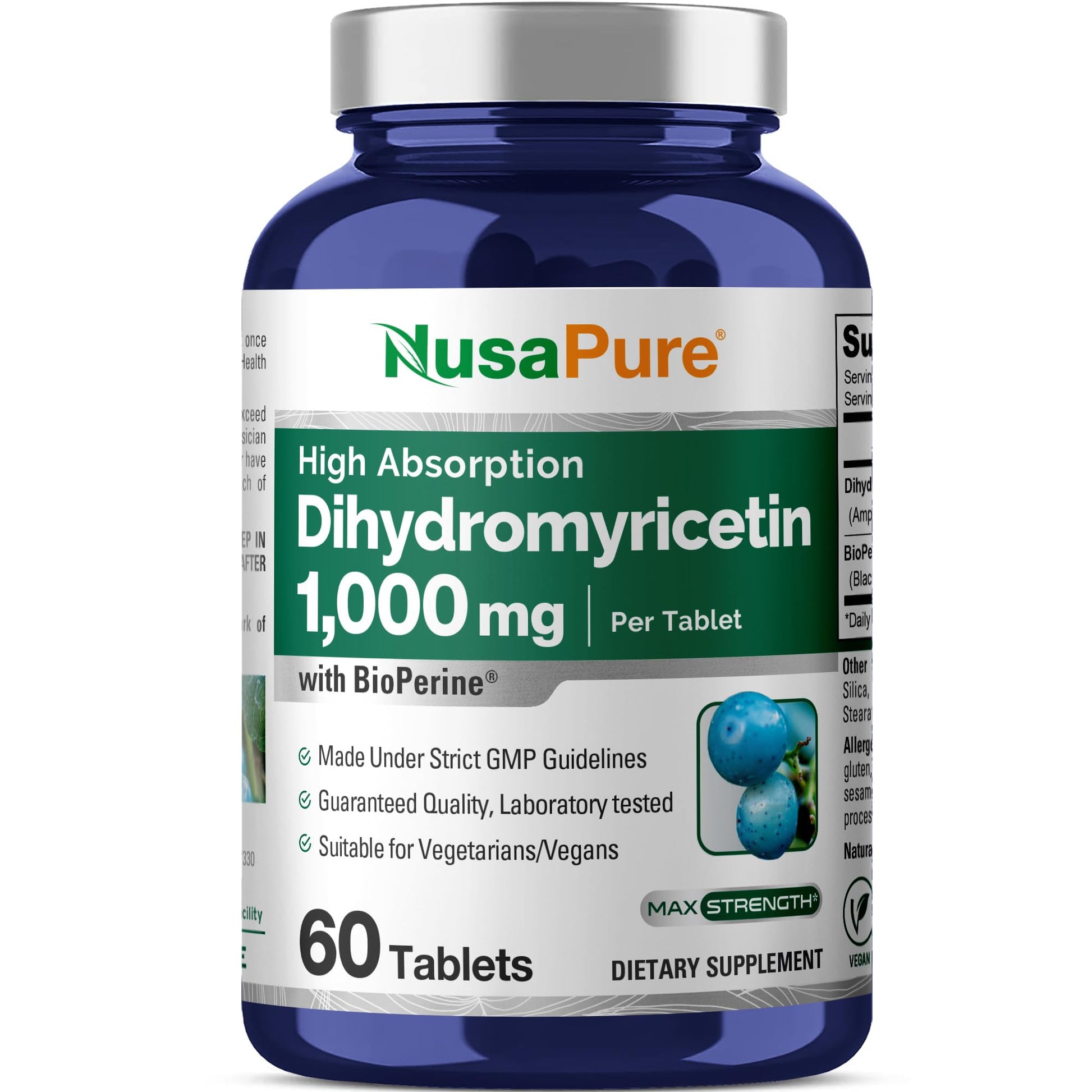 NusaPure Dihydromyricetin (DHM) 1,000mg 60 Veggie Tablets (No GMO & 100% Vegetarian) NusaPureAu supplements