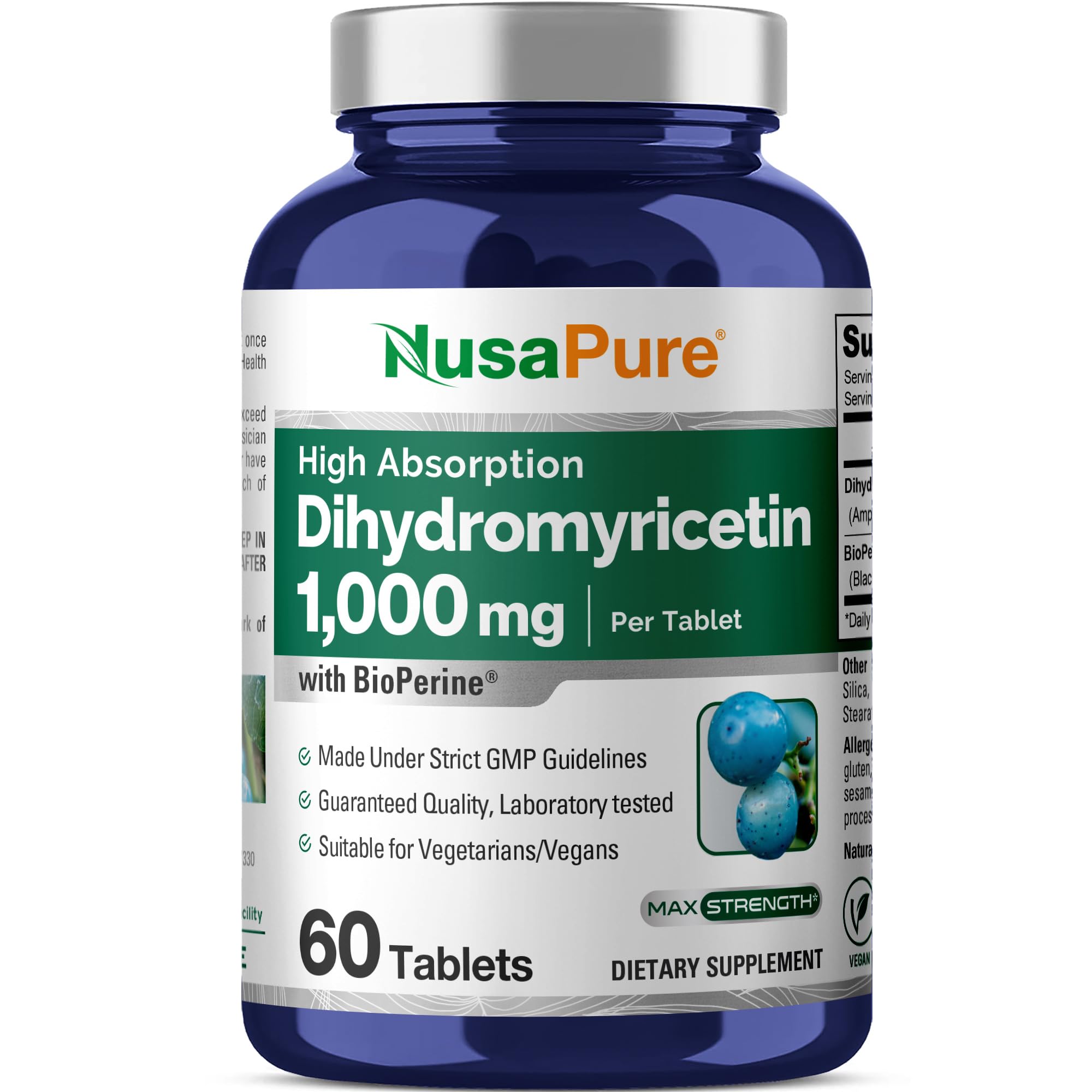 NusaPure Dihydromyricetin (DHM) 1,000mg 60 Veggie Tablets (No GMO & 100% Vegetarian) NusaPureAu supplements