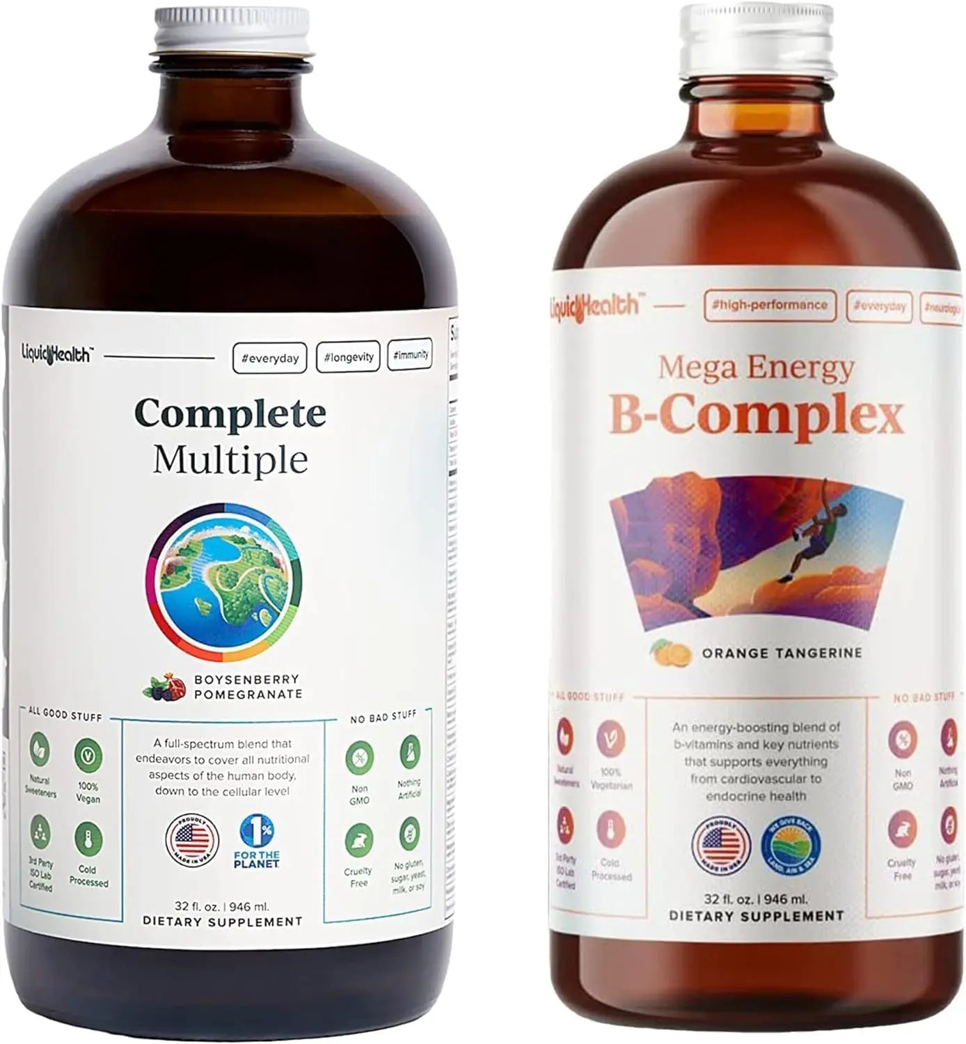 LIQUIDHEALTH Complete Multiple & Mega Energy B-Complex Daily Liquid Vitamins Bundle for Adults - Immune System Support, Increase Energy, Gut & Heart Health LIQUIDHEALTHAu supplements