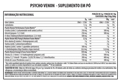 Psycholabz Pre Treino Psycho Venom 300g - Double Lemon Sabor Limão PsycholabzUS supplements