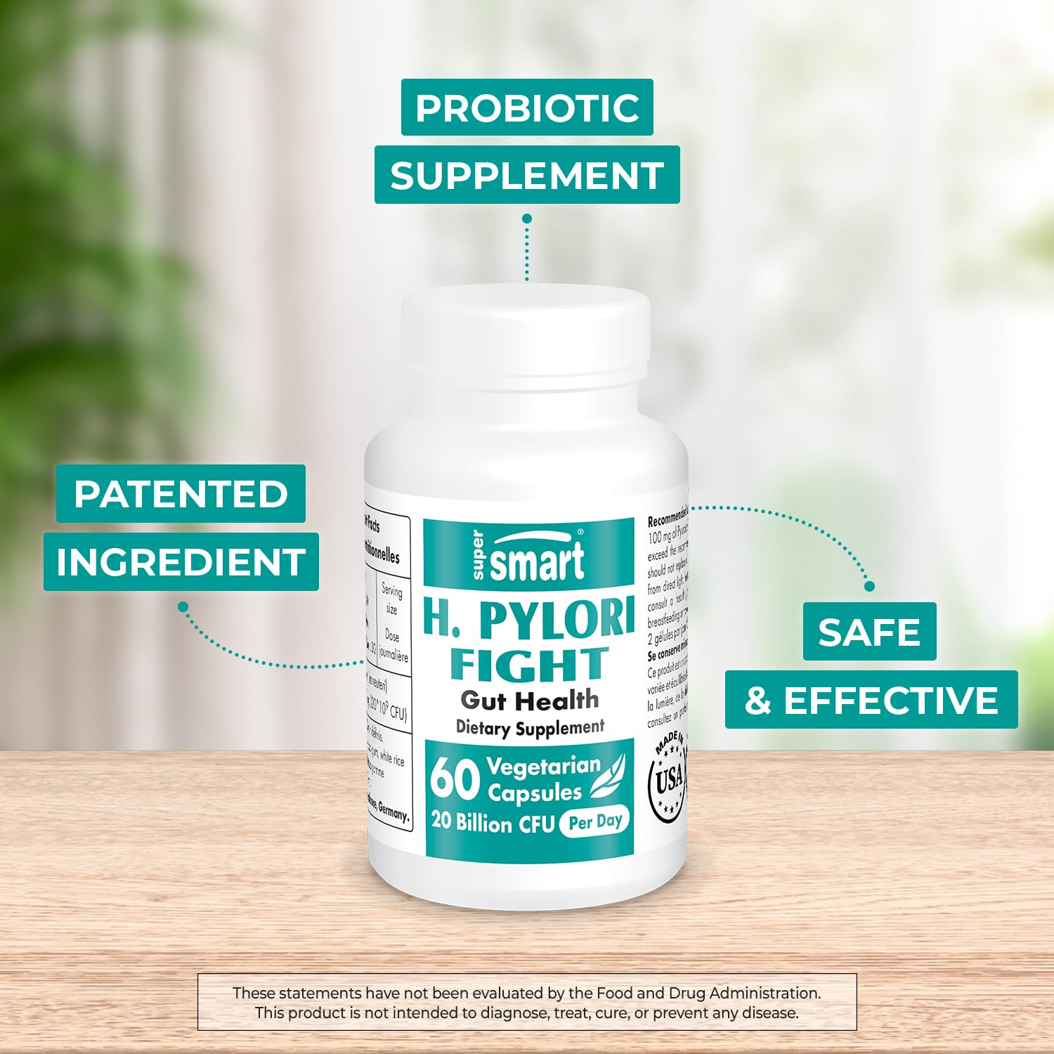 Supersmart - H. Pylori Fight Natural Treatment 20 Billion CFU per Day (Probiotic Lactobac SupersmartUS supplements