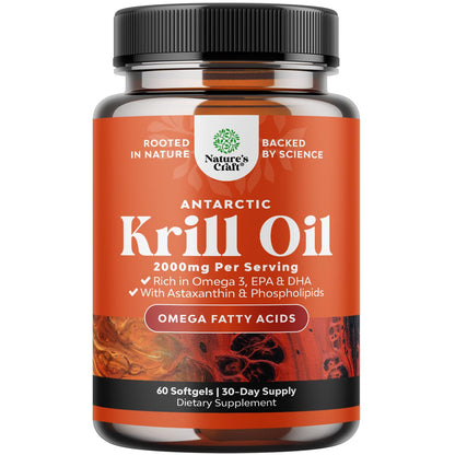 Antarctic Krill Oil 2000mg Softgels Per Serving - Omega 3 Krill Oil Supplement Natures CraftUS supplements